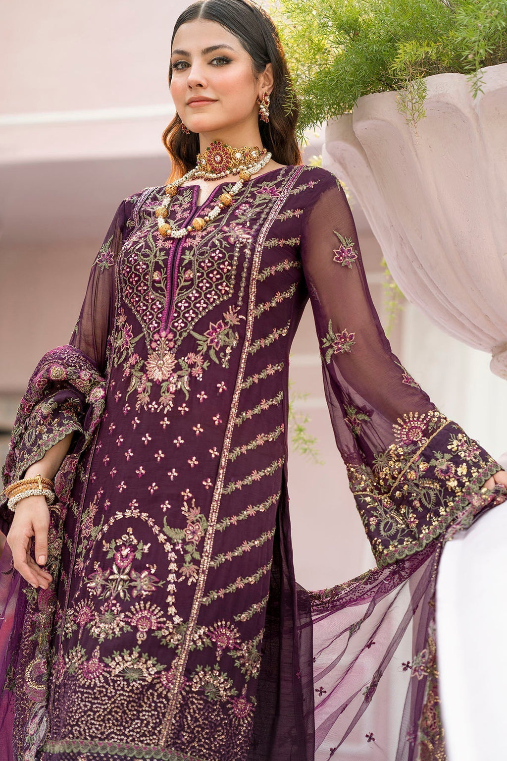 Motifz-4118-CLAUDIA EMBROIDERED BEMBERG CHIFFON - Riwayat-e-khas