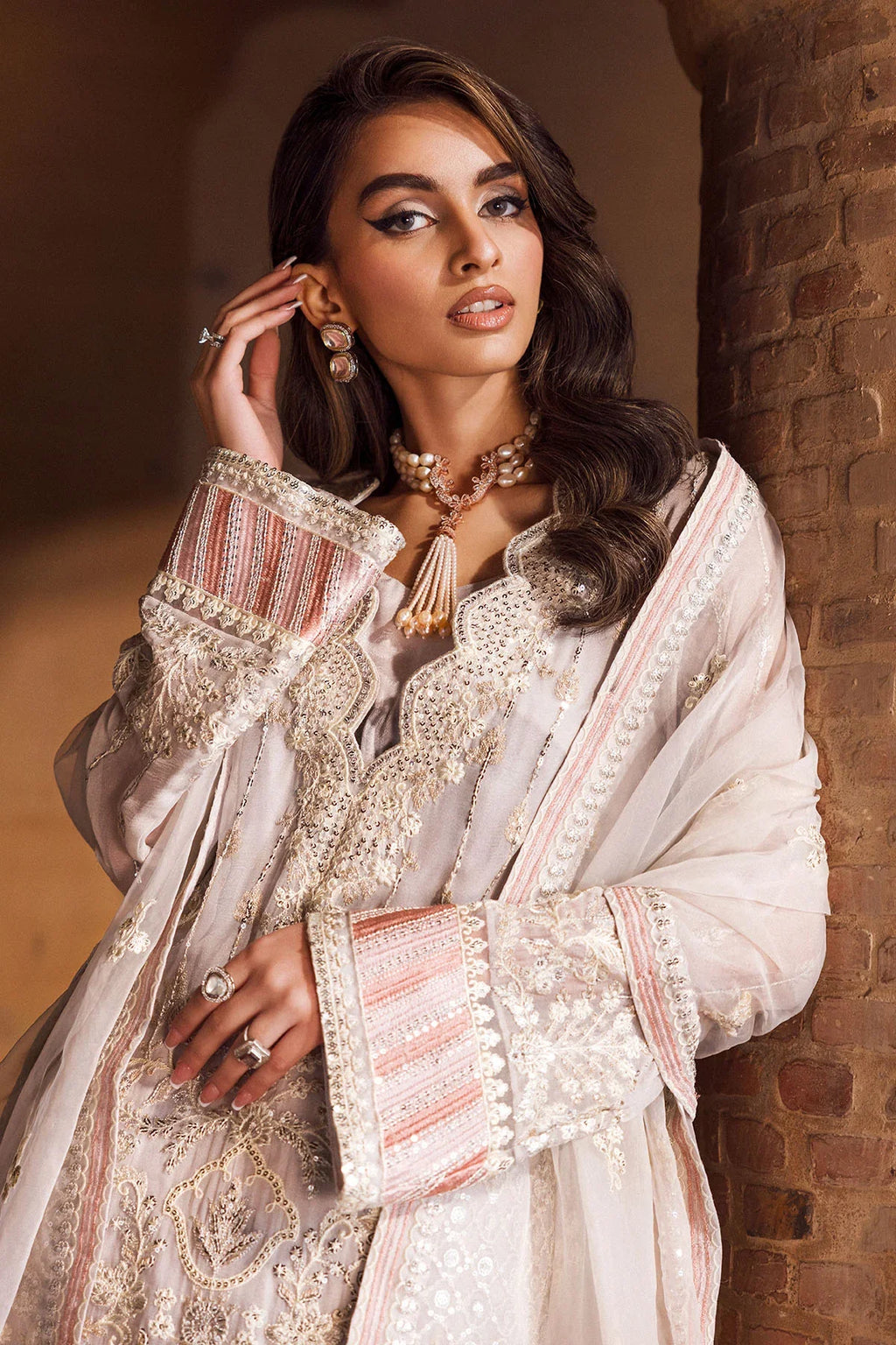 Motifz | EMBROIDERED CRINKLE CHIFFON | 4127-ANMOL