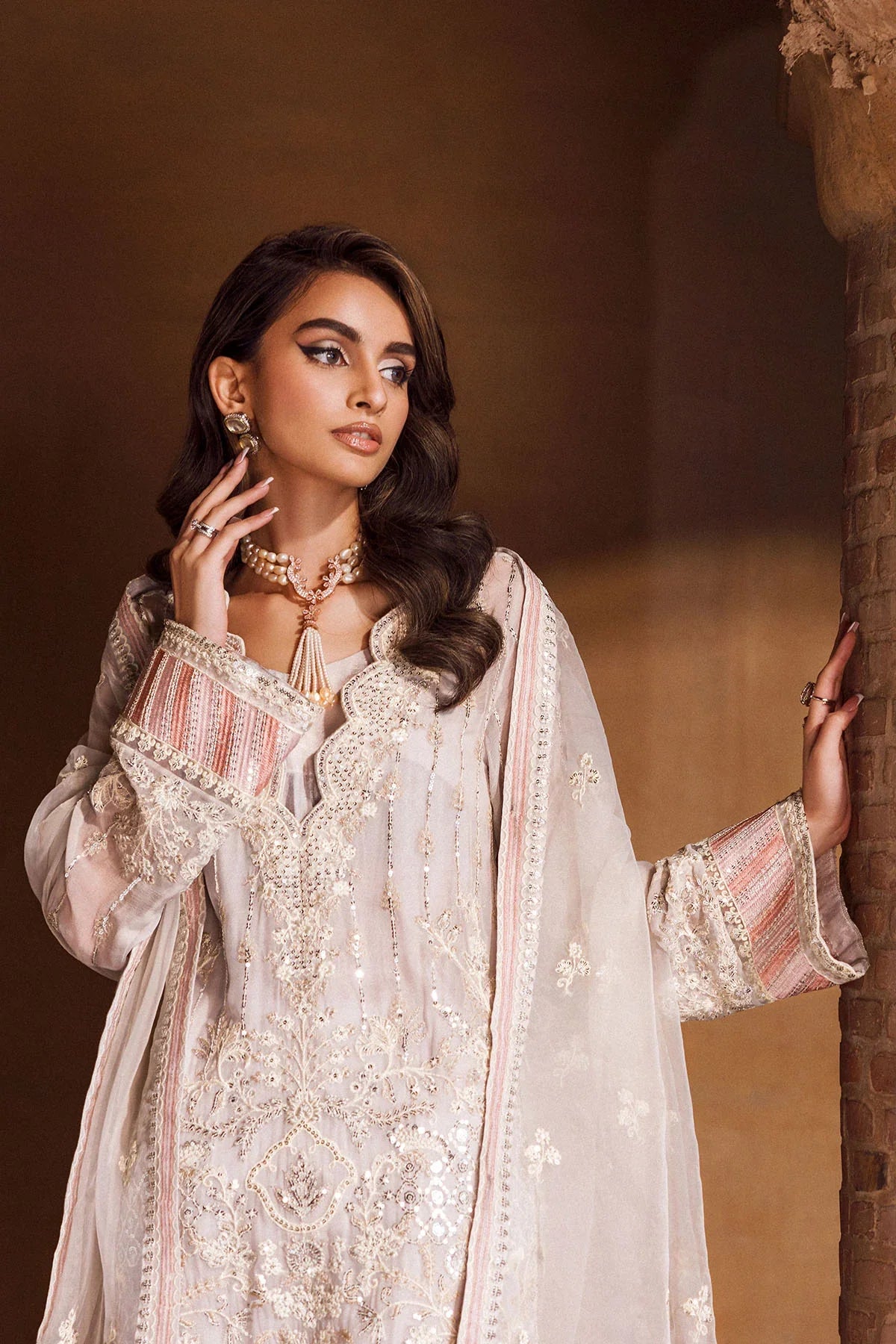 Motifz | EMBROIDERED CRINKLE CHIFFON | 4127-ANMOL