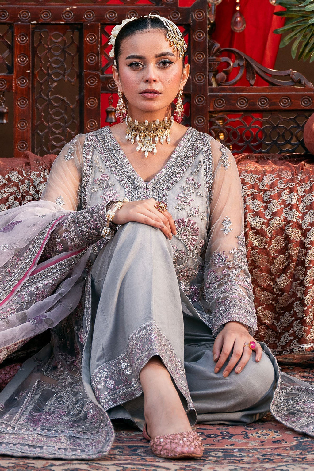 Motifz | EMBROIDERED SILK NET | 4823-QANDEEL