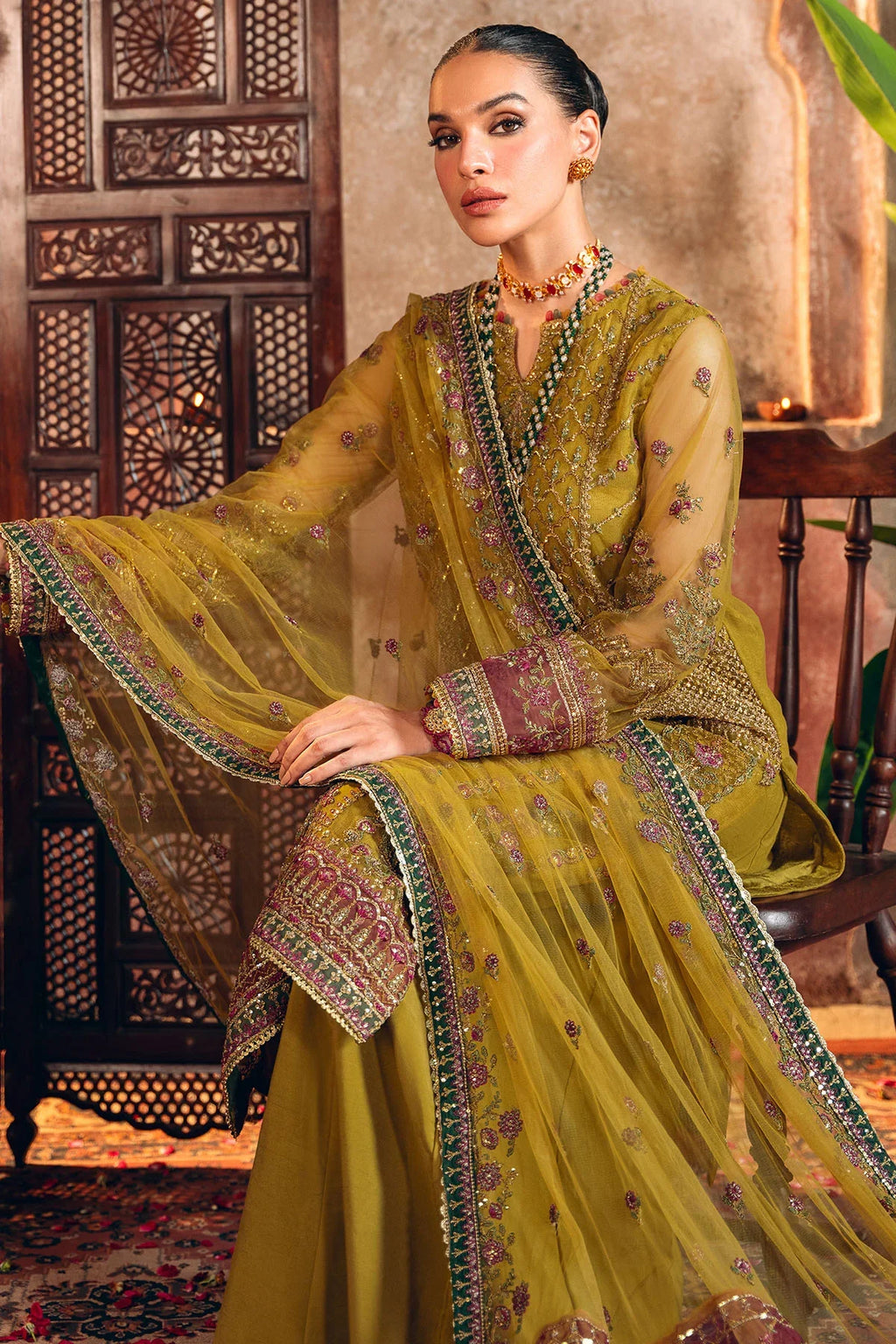 Motifz | EMBROIDERED SILK NET | 4824-ALMAS