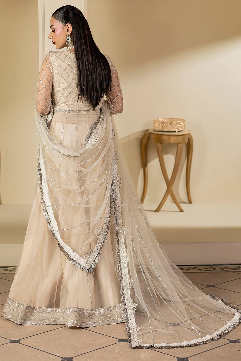 Motifz | EMBROIDERED SILK NET | 5131-DOVE