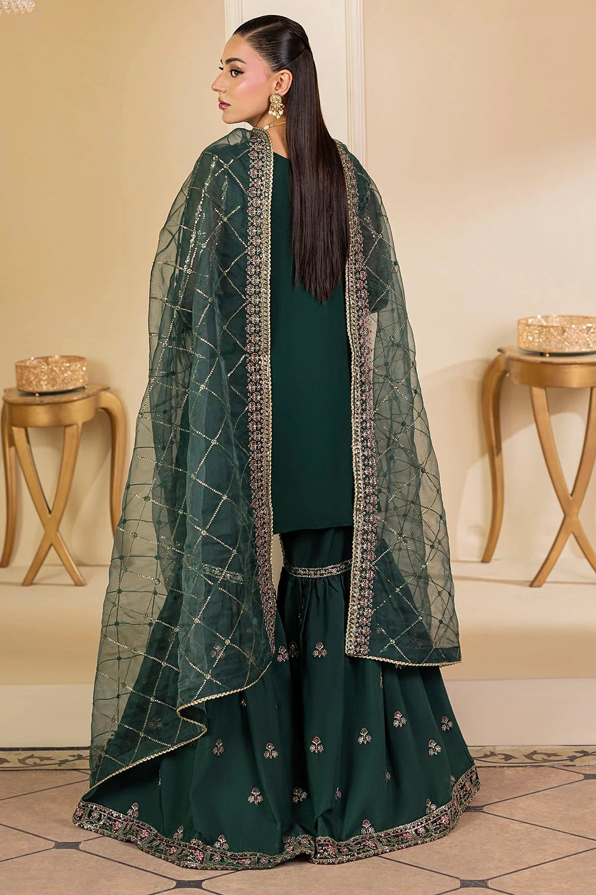 Motifz | EMBROIDERED CRINKLE CHIFFON | 5135-JADE