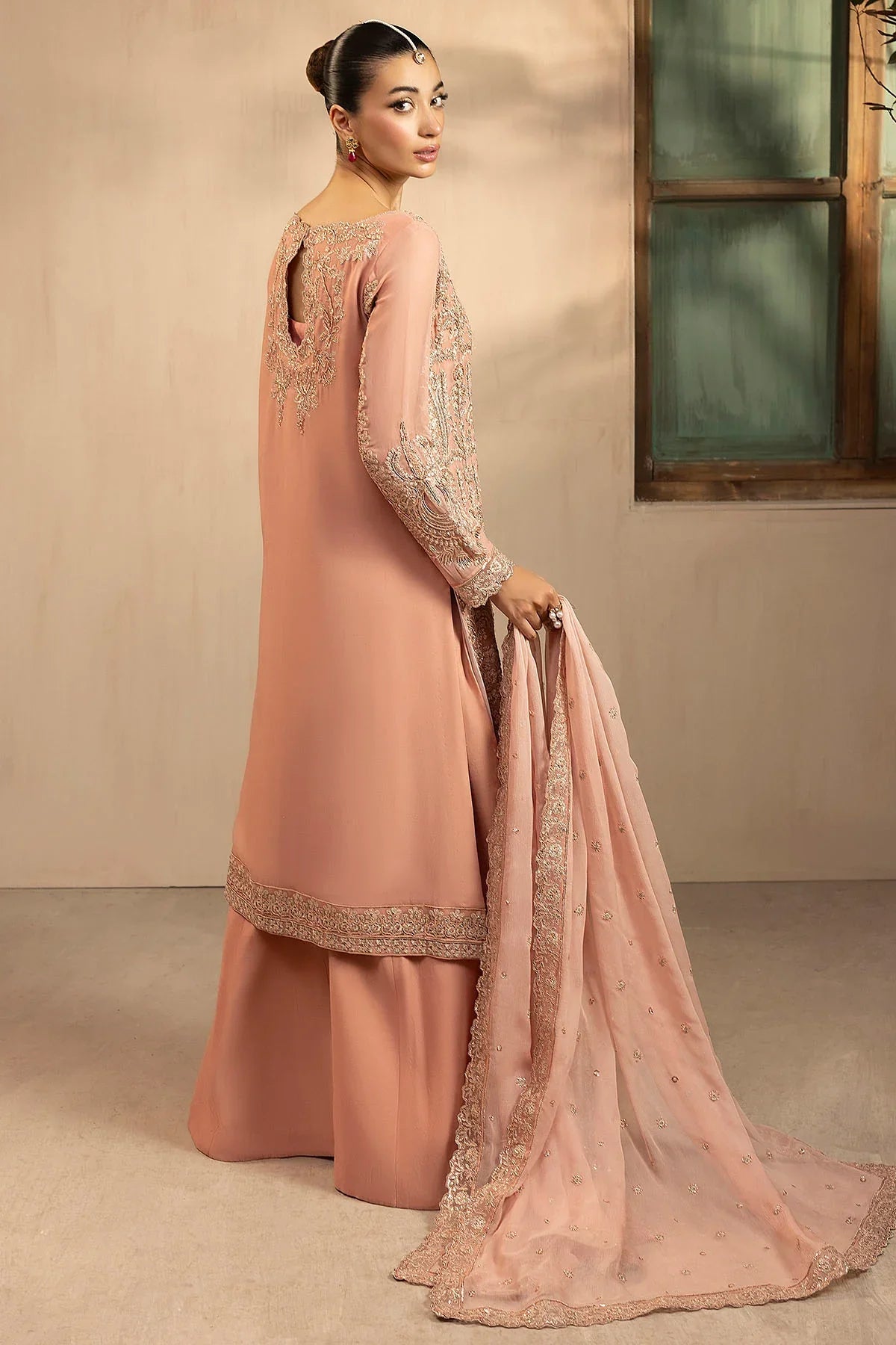 Motifz | EMBROIDERED CRINKLE CHIFFON | 5576-PEARL