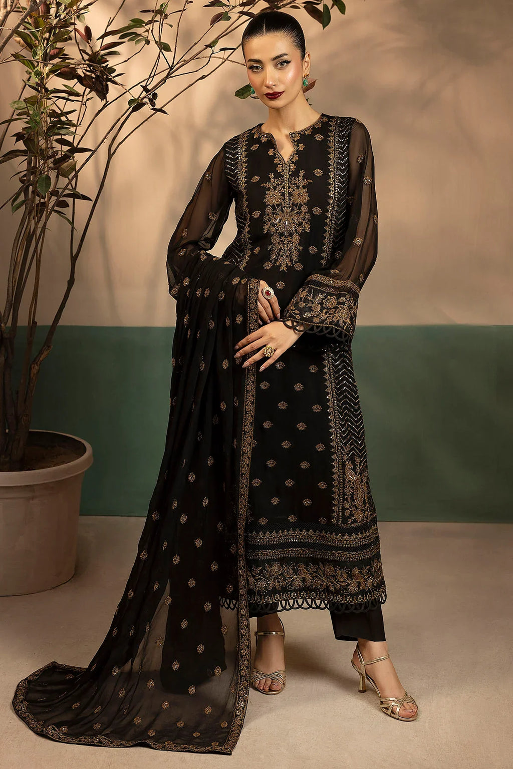 Motifz | EMBROIDERED CRINKLE CHIFFON | 5579-VIOLA