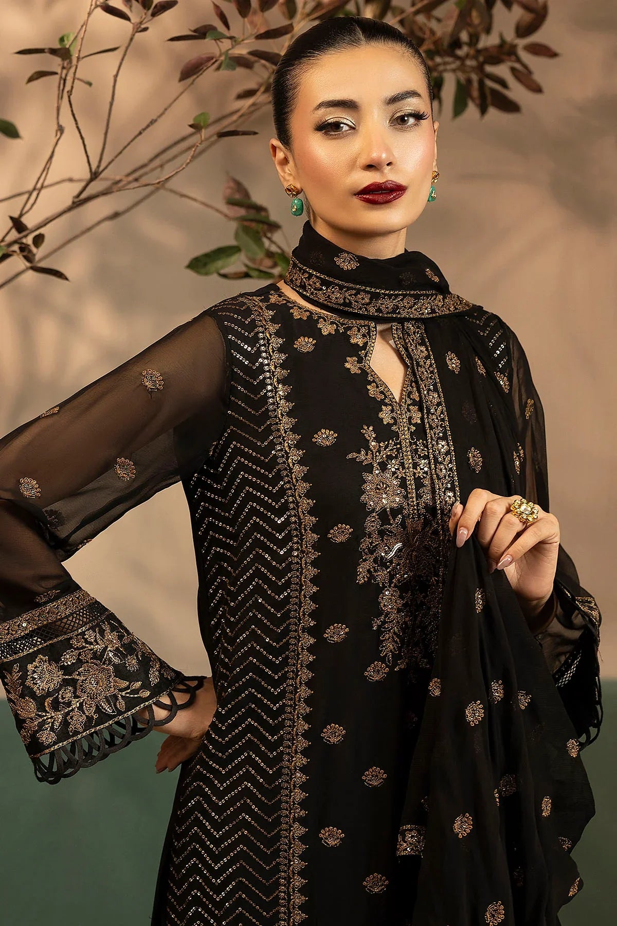 Motifz | EMBROIDERED CRINKLE CHIFFON | 5579-VIOLA