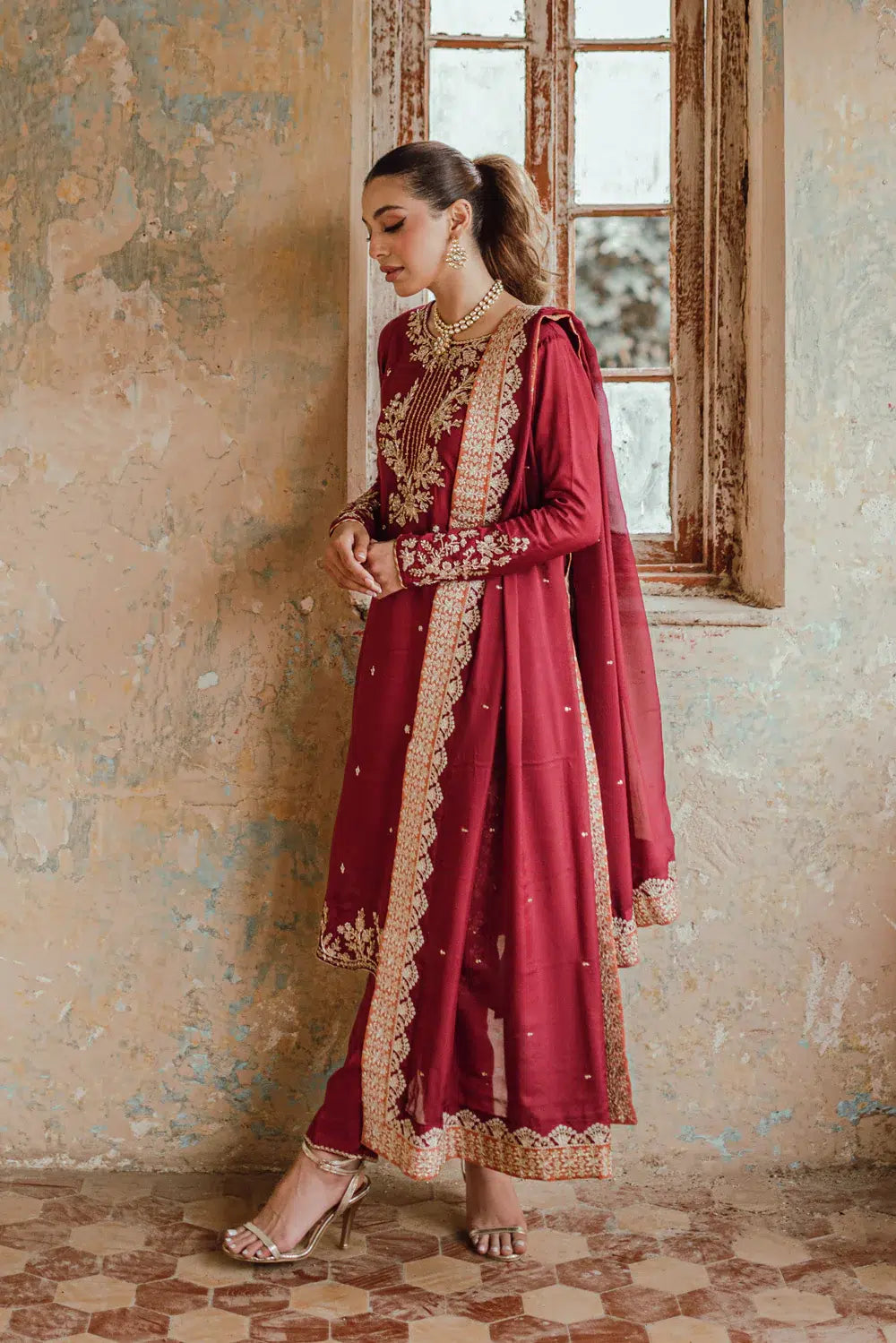 Azure | Embroidered Formals | Majestic Rouge - Riwayat-e-Khas
