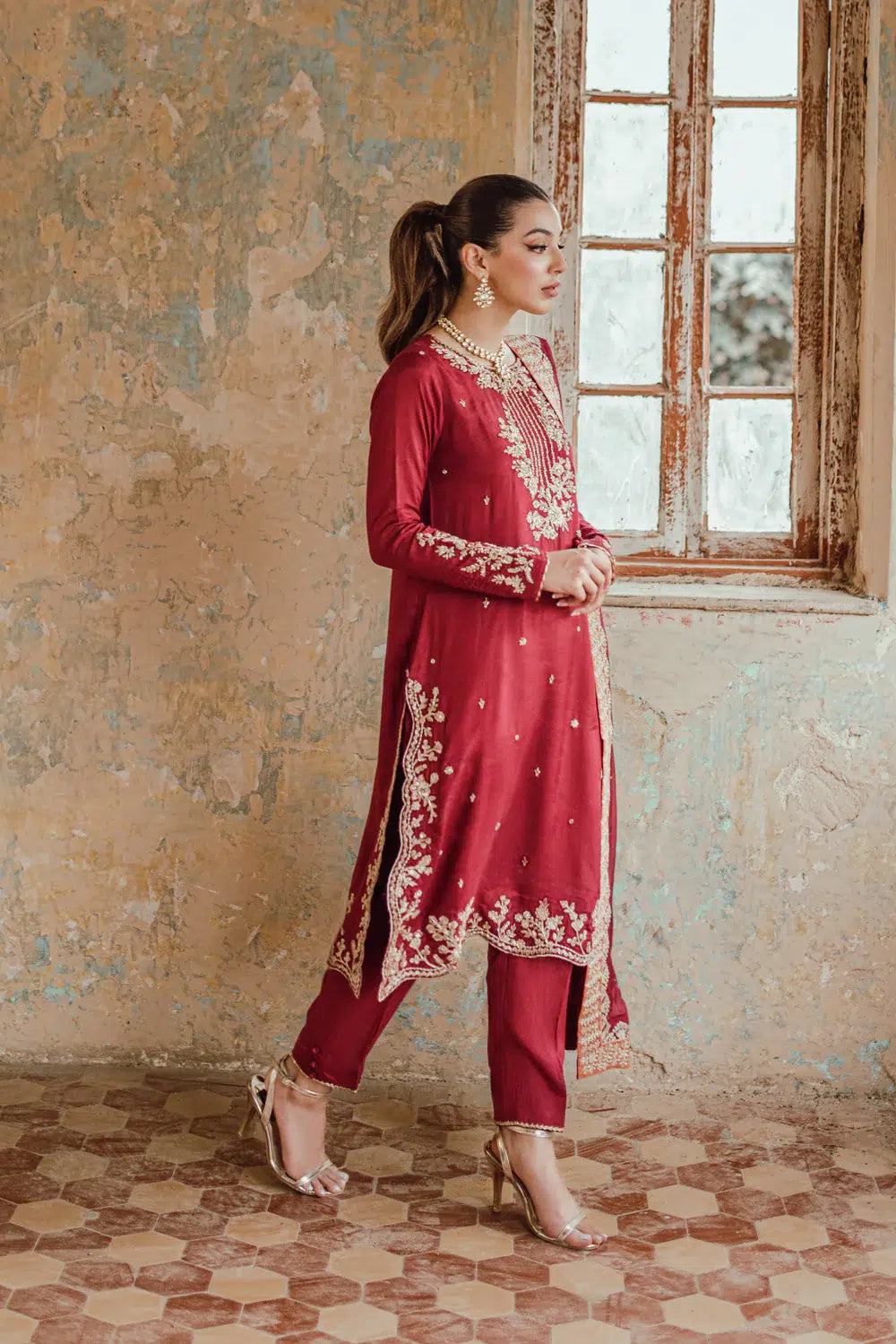 Azure | Embroidered Formals | Majestic Rouge - Riwayat-e-Khas