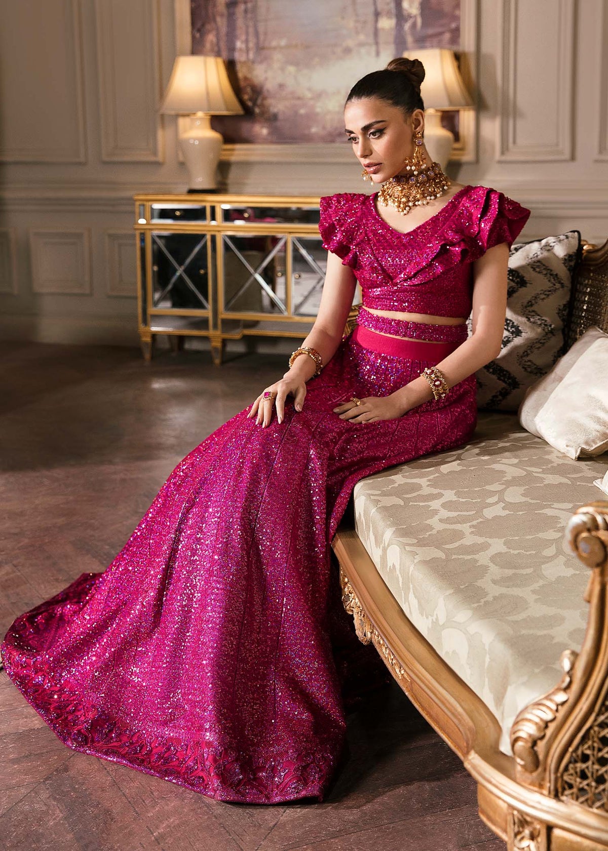 Waqas Shah | Malika - E - Elizabeth | FUCHSIA - Riwayat-e-Khas