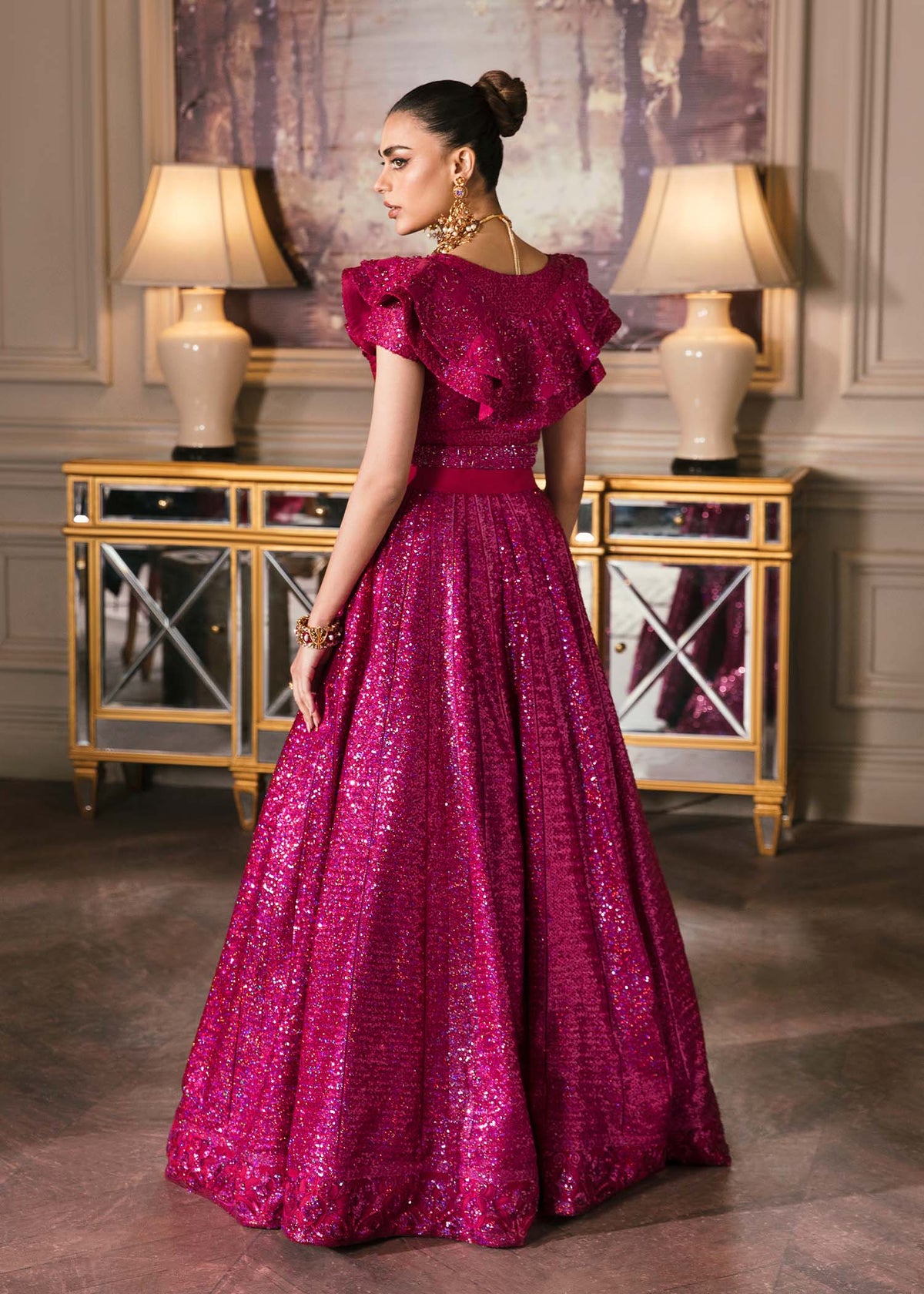 Waqas Shah | Malika - E - Elizabeth | FUCHSIA - Riwayat-e-Khas