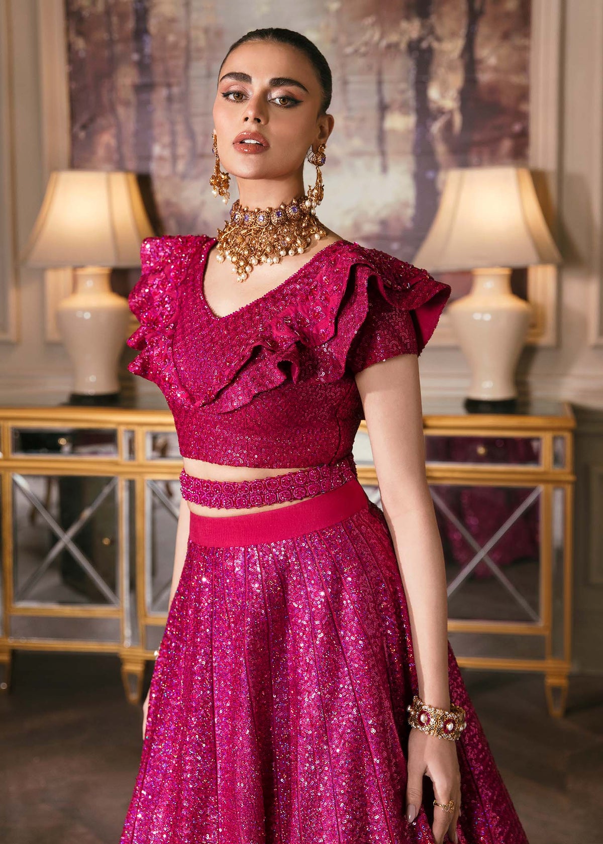 Waqas Shah | Malika - E - Elizabeth | FUCHSIA - Riwayat-e-Khas
