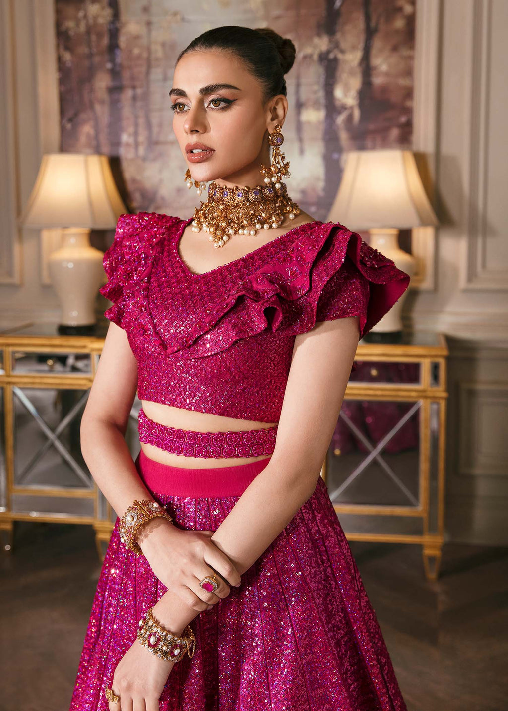 Waqas Shah | Malika - E - Elizabeth | FUCHSIA - Riwayat-e-Khas