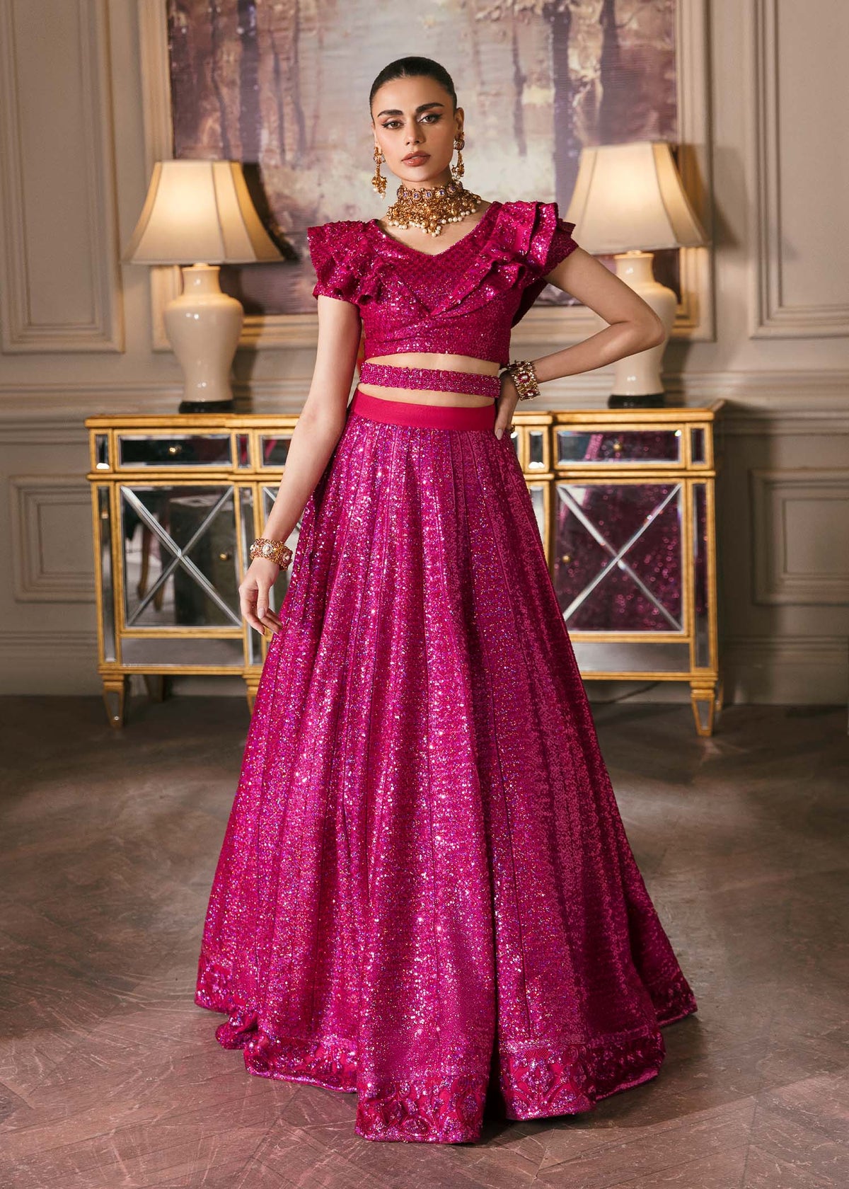Waqas Shah | Malika - E - Elizabeth | FUCHSIA - Riwayat-e-Khas