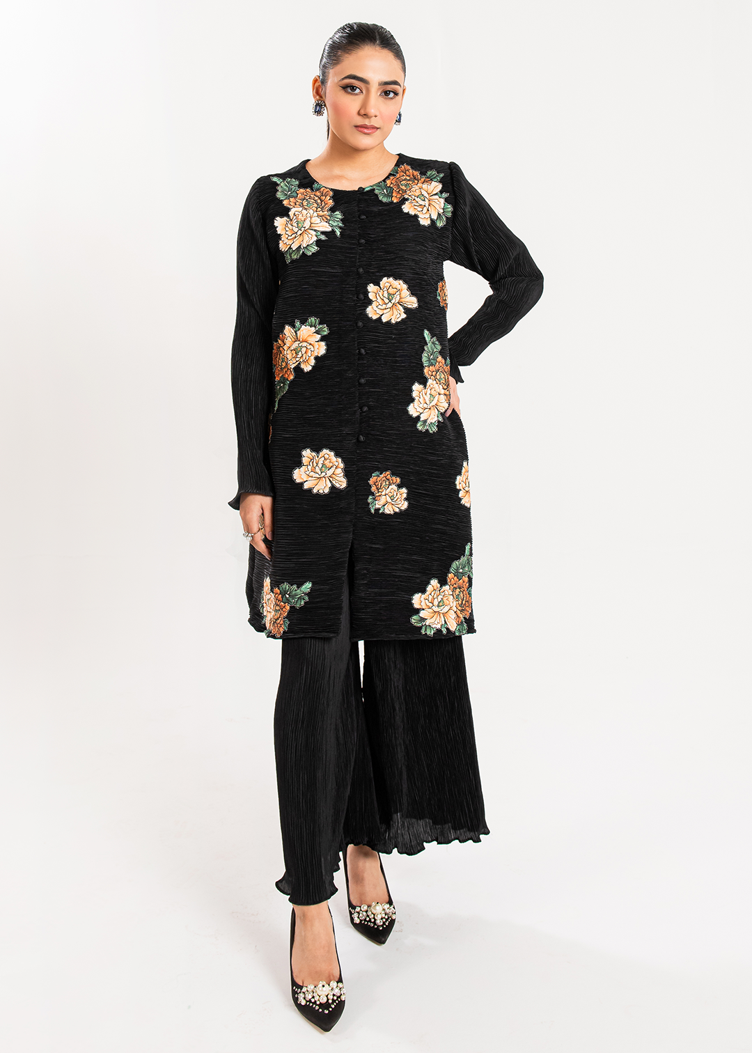 Maria Osama Khan | Claire Pleated Silk | Twilight - House Of Anaya