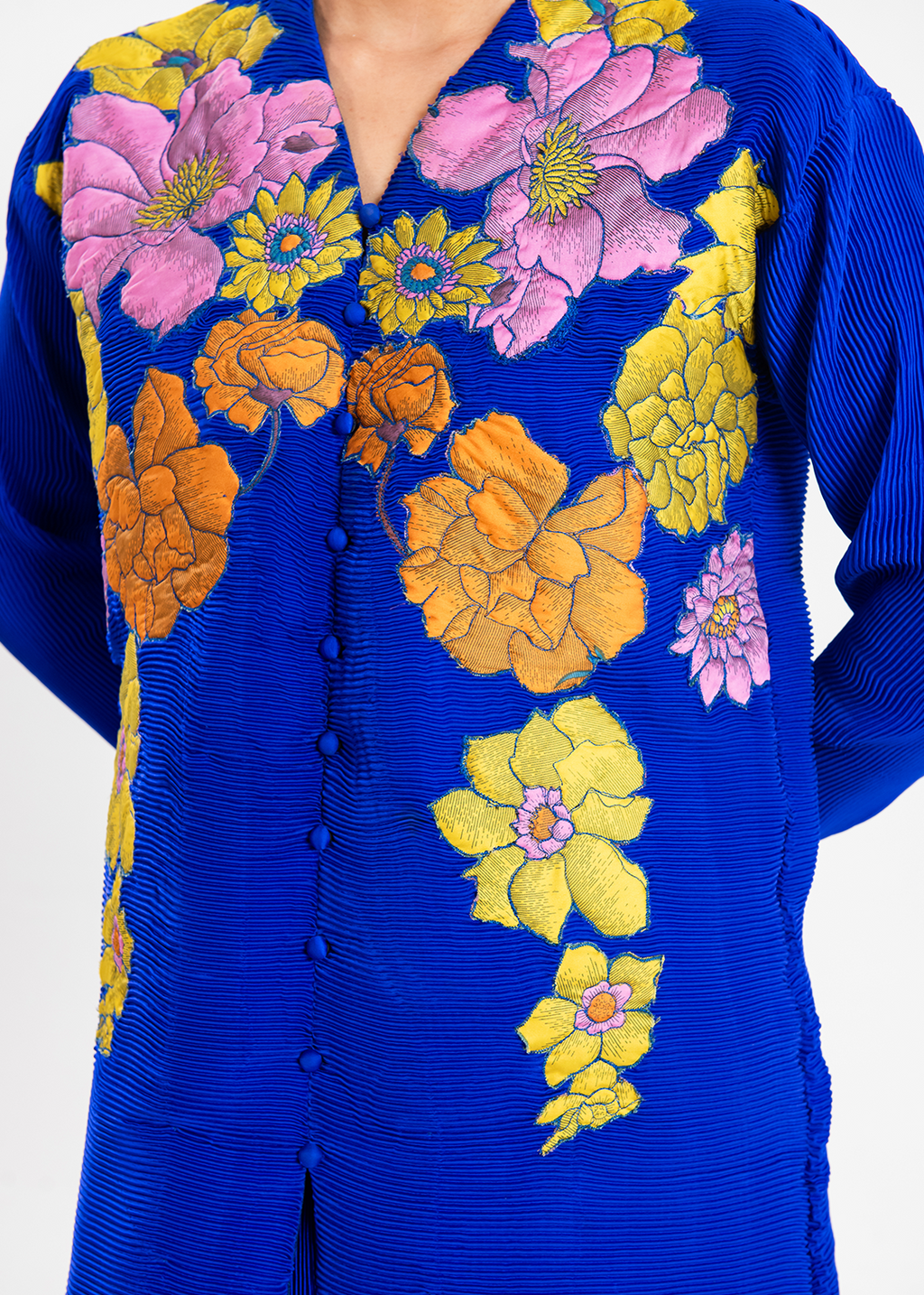 Maria Osama Khan | Claire Pleated Silk | Azure - House Of Anaya