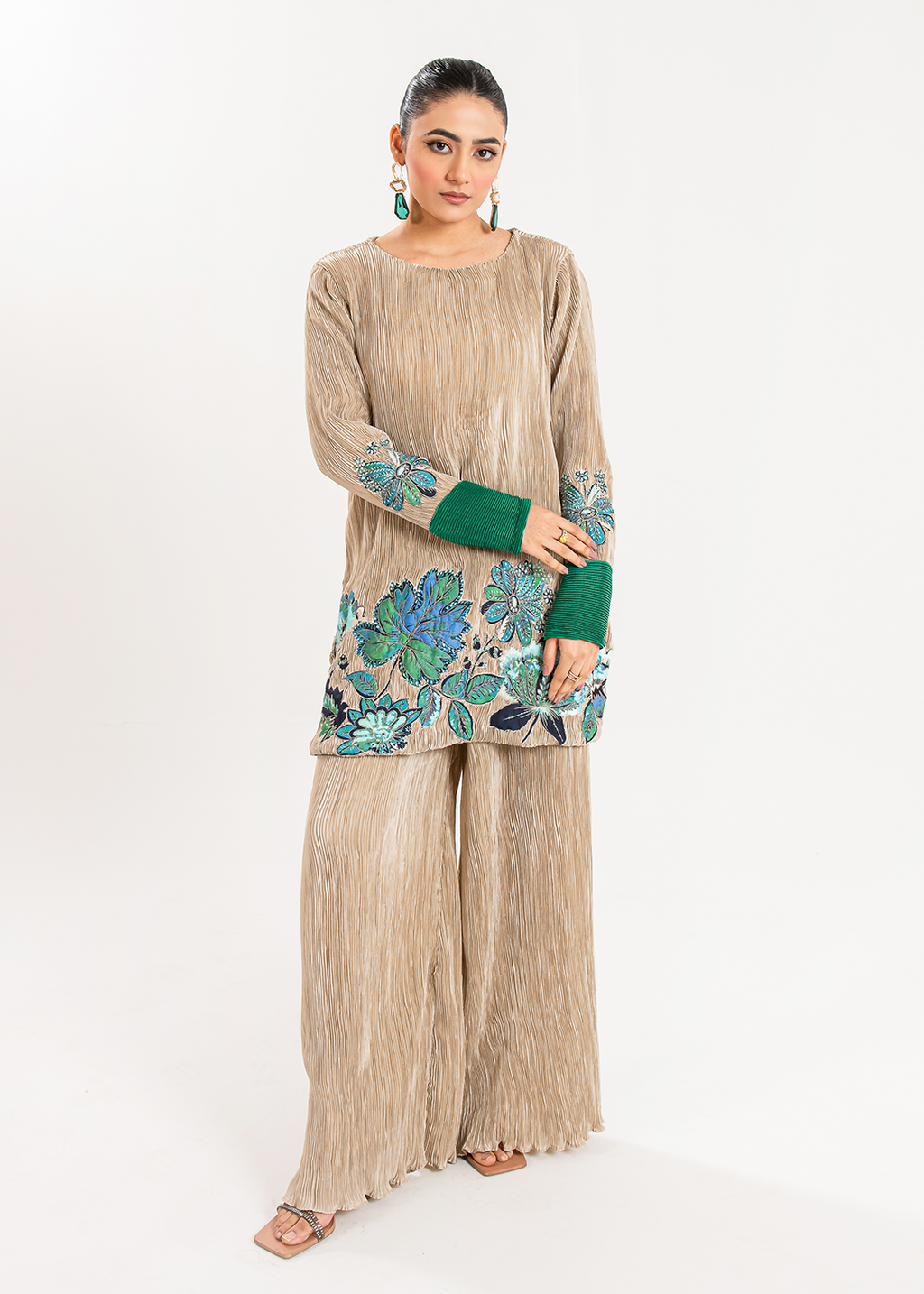 Maria Osama Khan | Claire Pleated Silk | Stardust - House Of Anaya