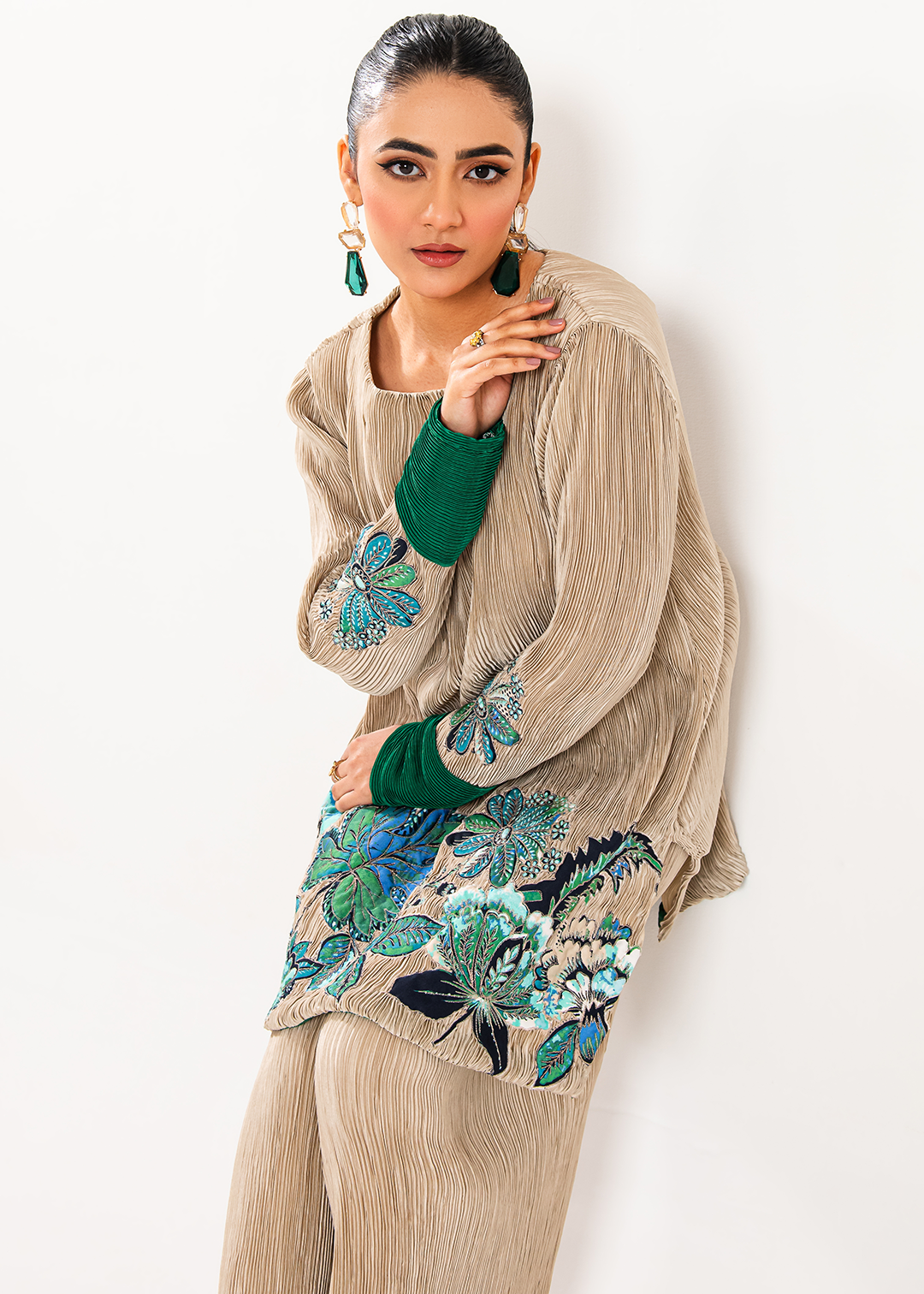 Maria Osama Khan | Claire Pleated Silk | Stardust - House Of Anaya