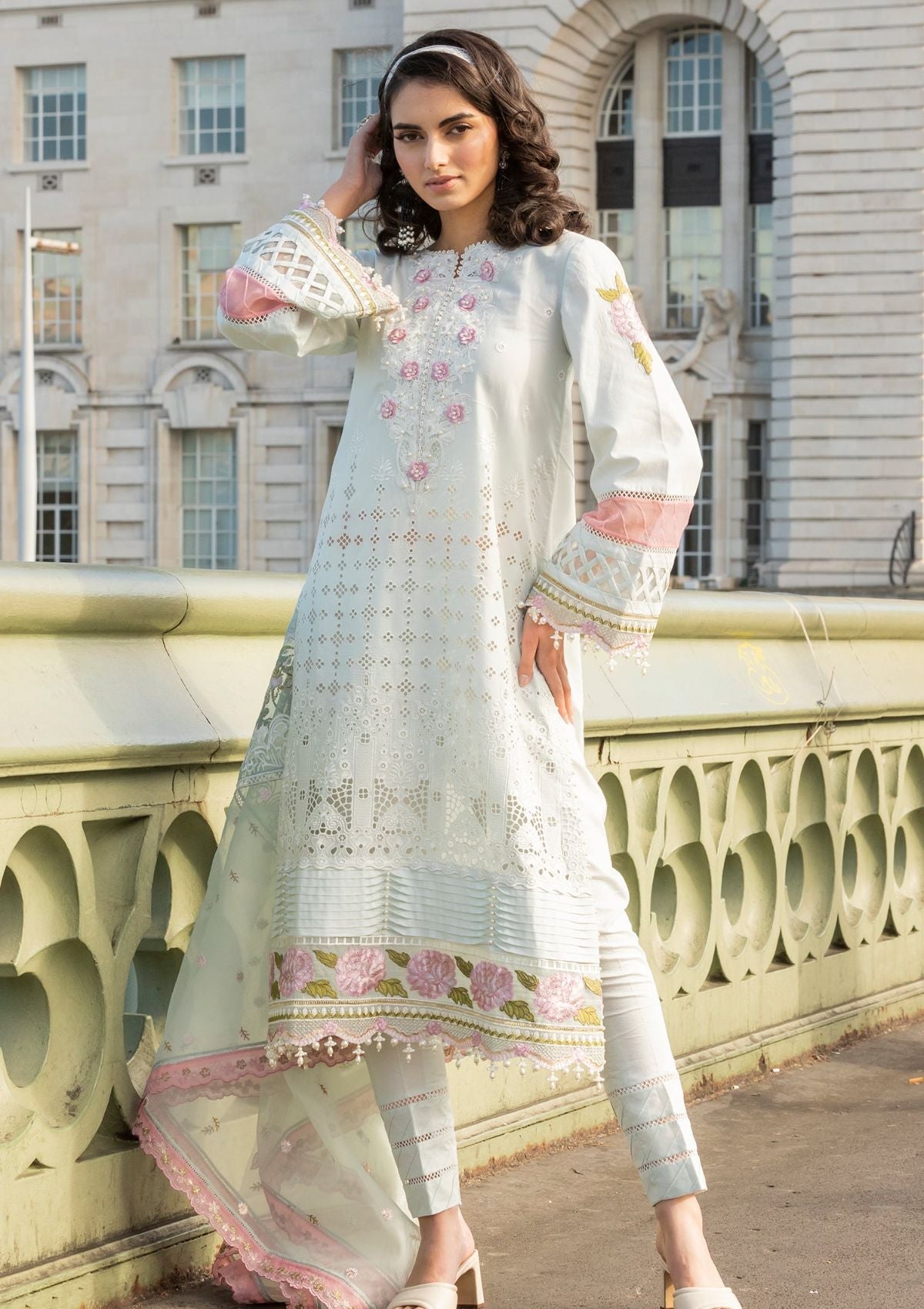 Meem | Luxury Eid Lawn 24 | MD-09 LIGHT BLUE - Riwayat-e-Khas