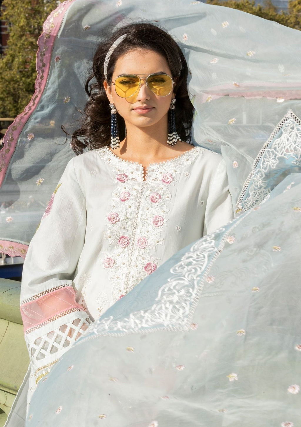 Meem | Luxury Eid Lawn 24 | MD-09 LIGHT BLUE - Riwayat-e-Khas