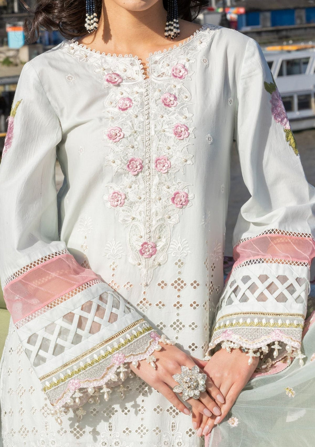 Meem | Luxury Eid Lawn 24 | MD-09 LIGHT BLUE - Riwayat-e-Khas