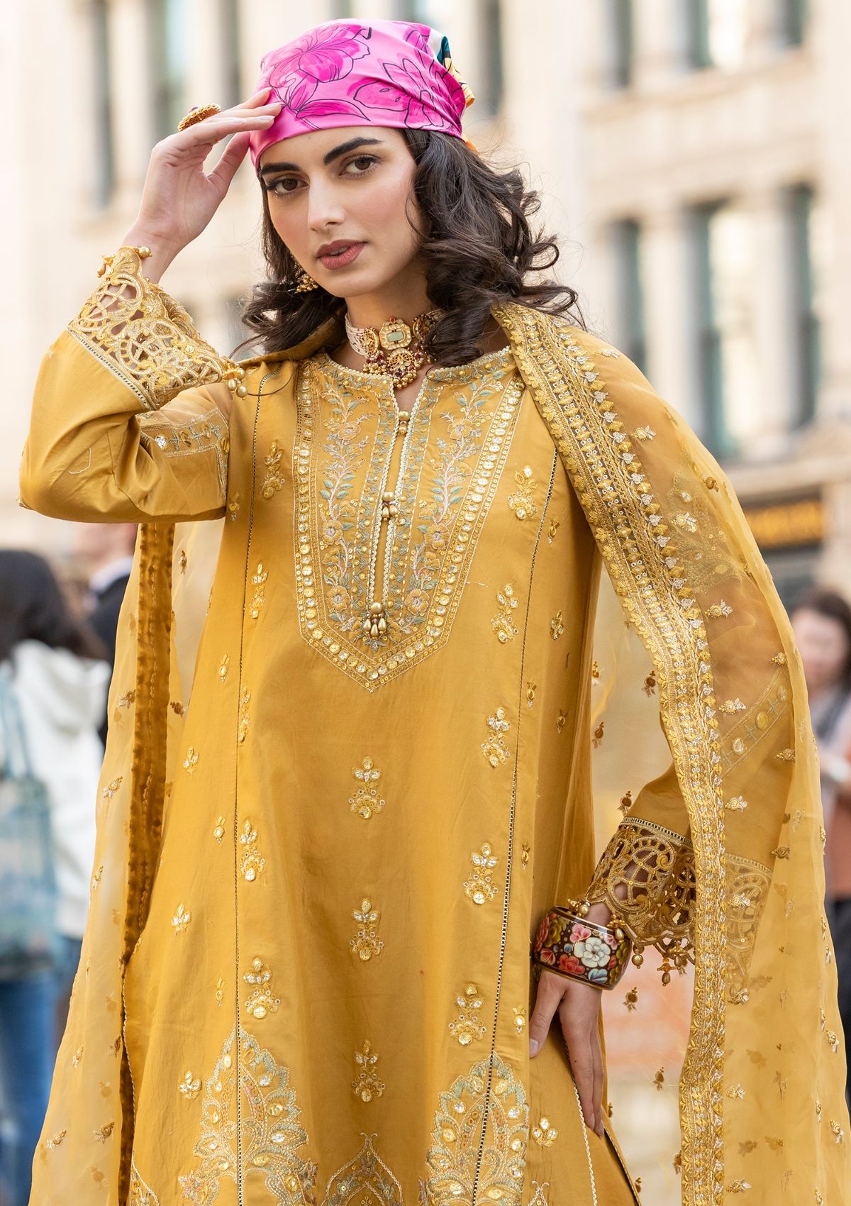 Meem | Luxury Eid Lawn 24 | MD-03 MUSTARD - Riwayat-e-Khas