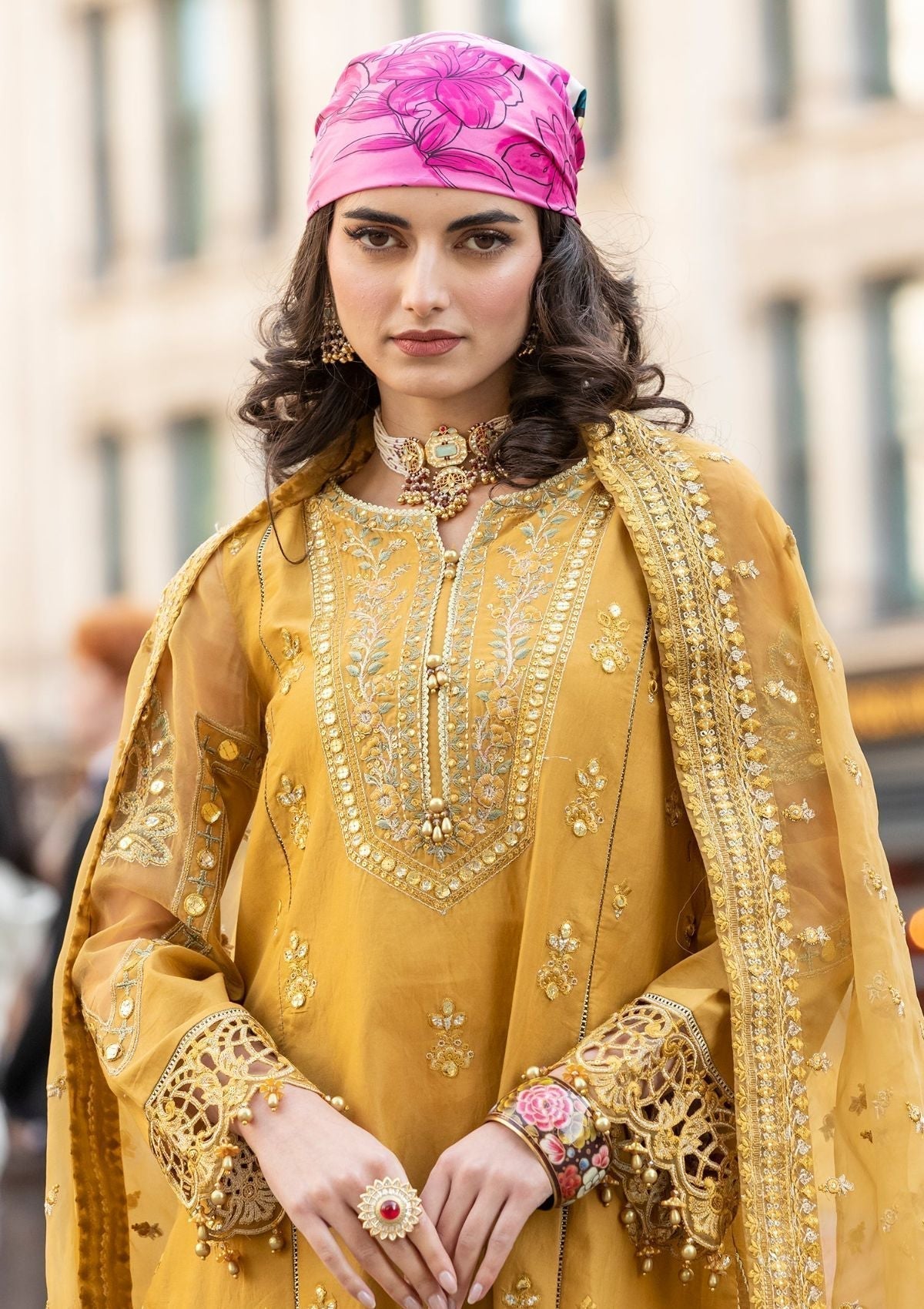 Meem | Luxury Eid Lawn 24 | MD-03 MUSTARD - Riwayat-e-Khas