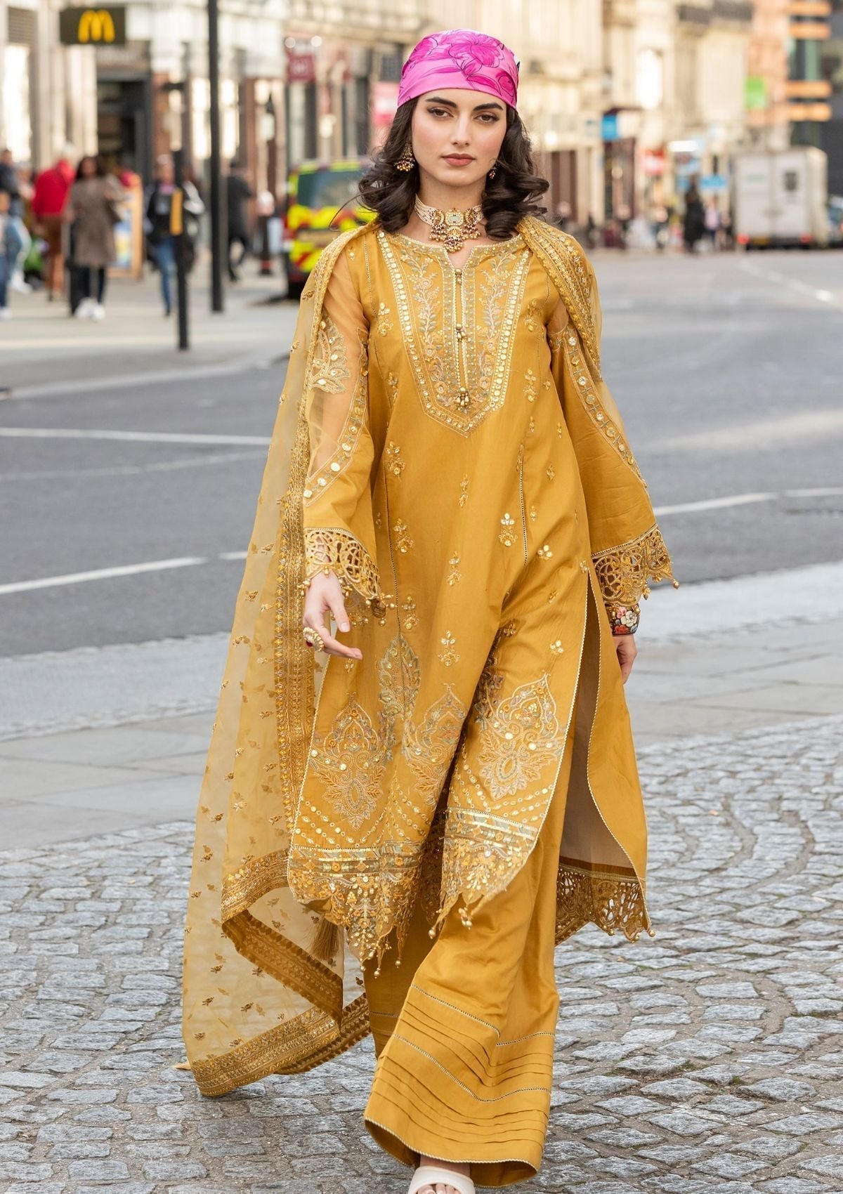 Meem | Luxury Eid Lawn 24 | MD-03 MUSTARD - Riwayat-e-Khas