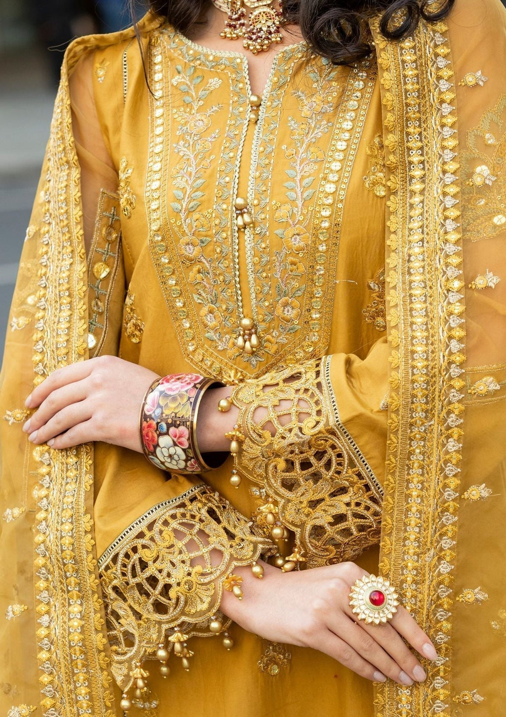 Meem | Luxury Eid Lawn 24 | MD-03 MUSTARD - Riwayat-e-Khas