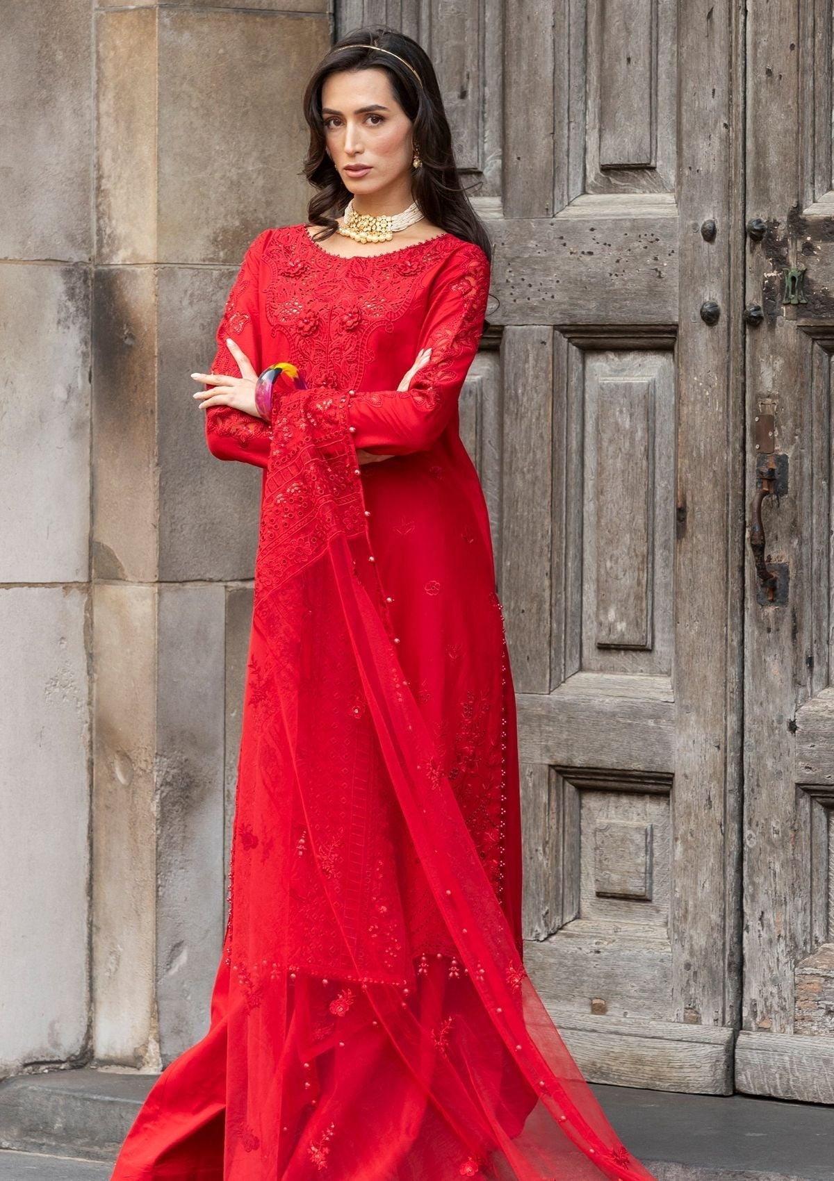 Meem | Luxury Eid Lawn 24 | MD-10 RED - Riwayat-e-Khas