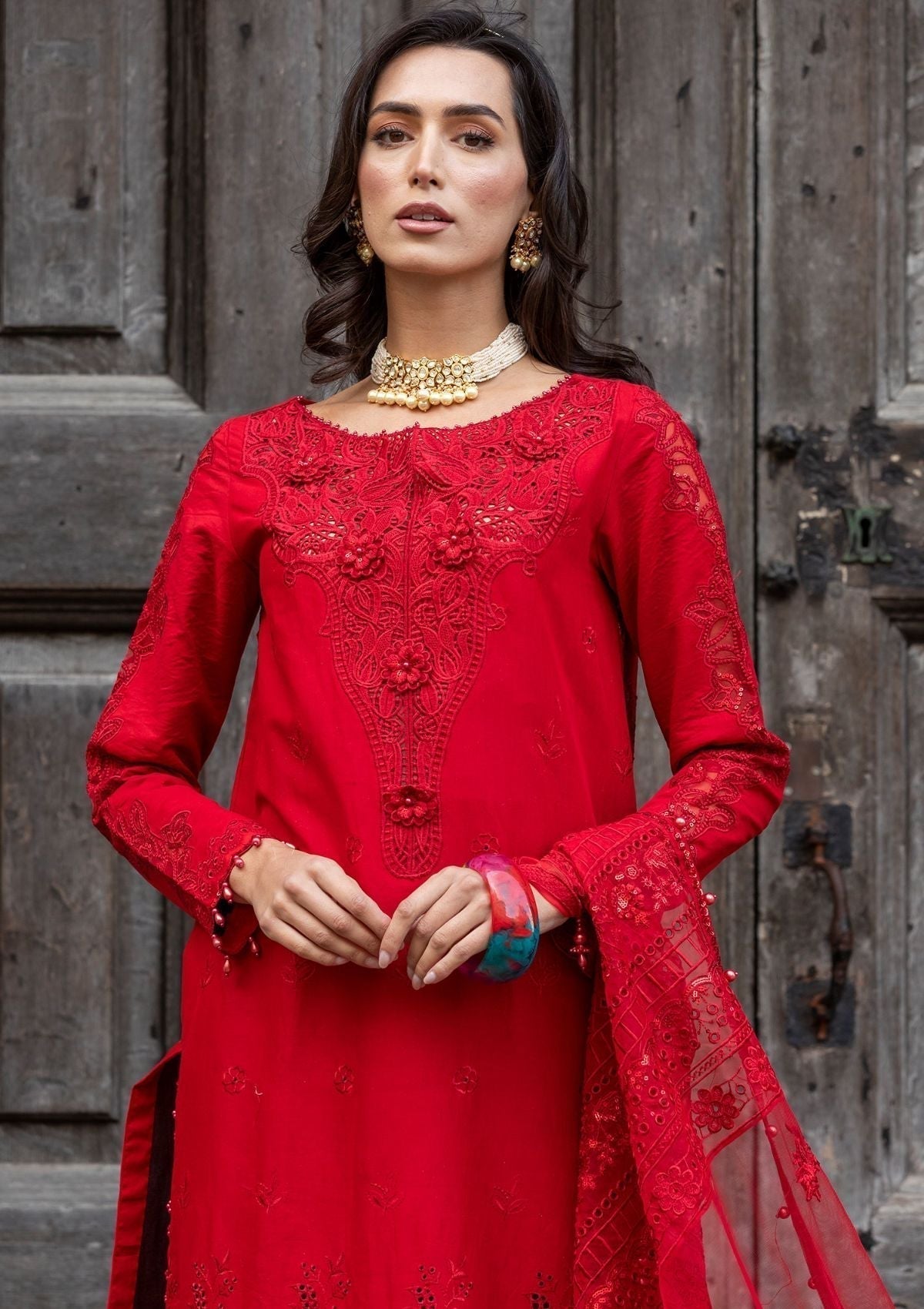Meem | Luxury Eid Lawn 24 | MD-10 RED - Riwayat-e-Khas