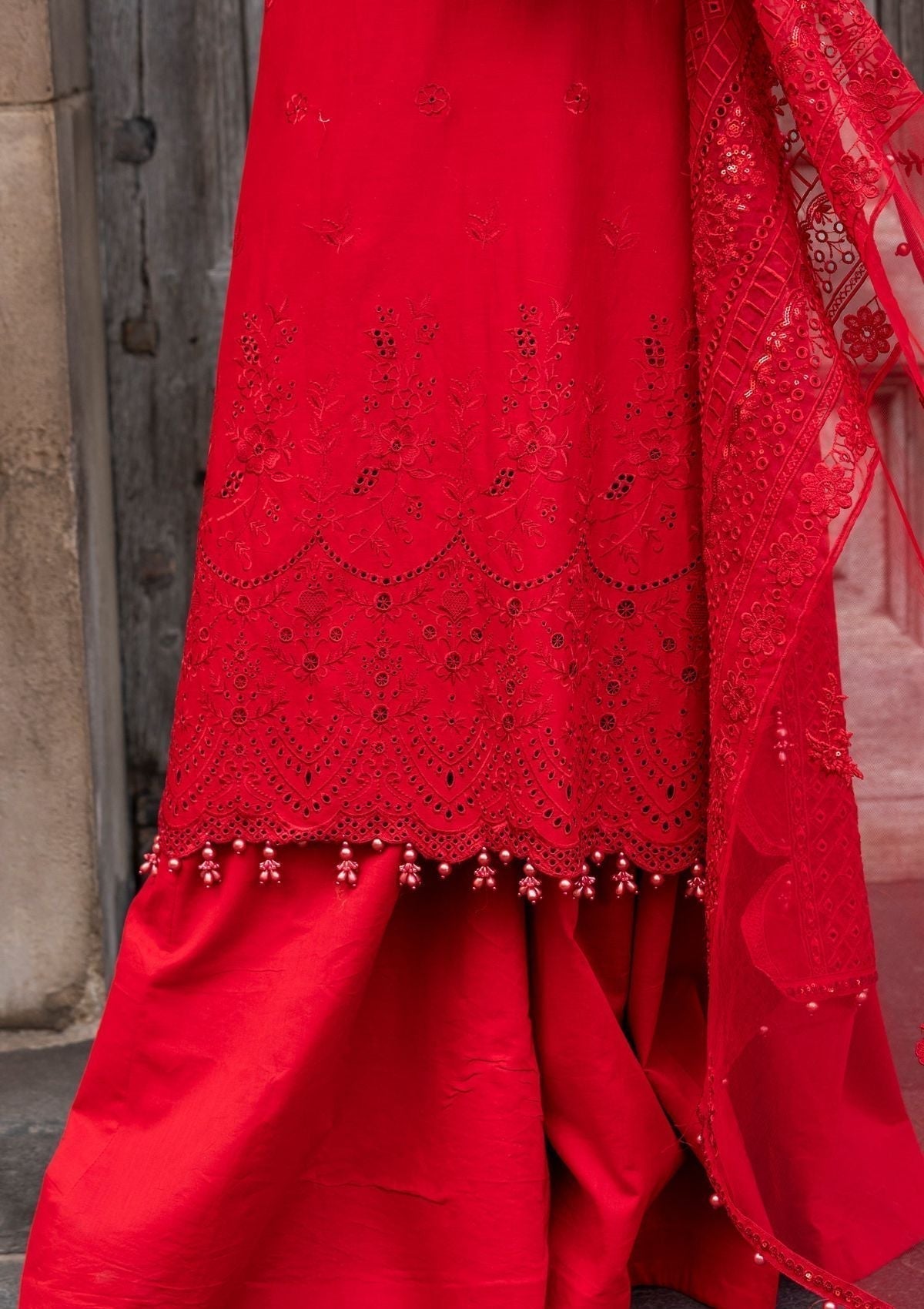 Meem | Luxury Eid Lawn 24 | MD-10 RED - Riwayat-e-Khas