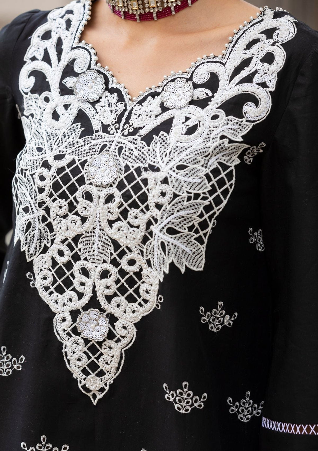 Meem | Luxury Eid Lawn 24 | MD-01 Black - Riwayat-e-Khas