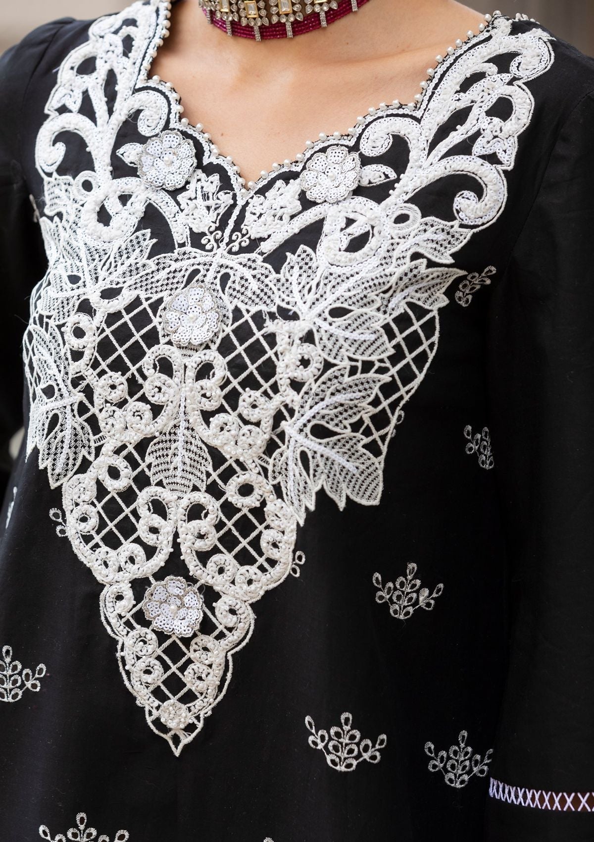 Meem | Luxury Eid Lawn 24 | MD-01 Black - Riwayat-e-Khas