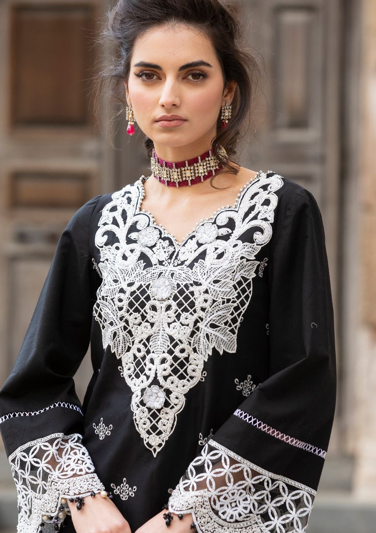 Meem | Luxury Eid Lawn 24 | MD-01 Black - Riwayat-e-Khas
