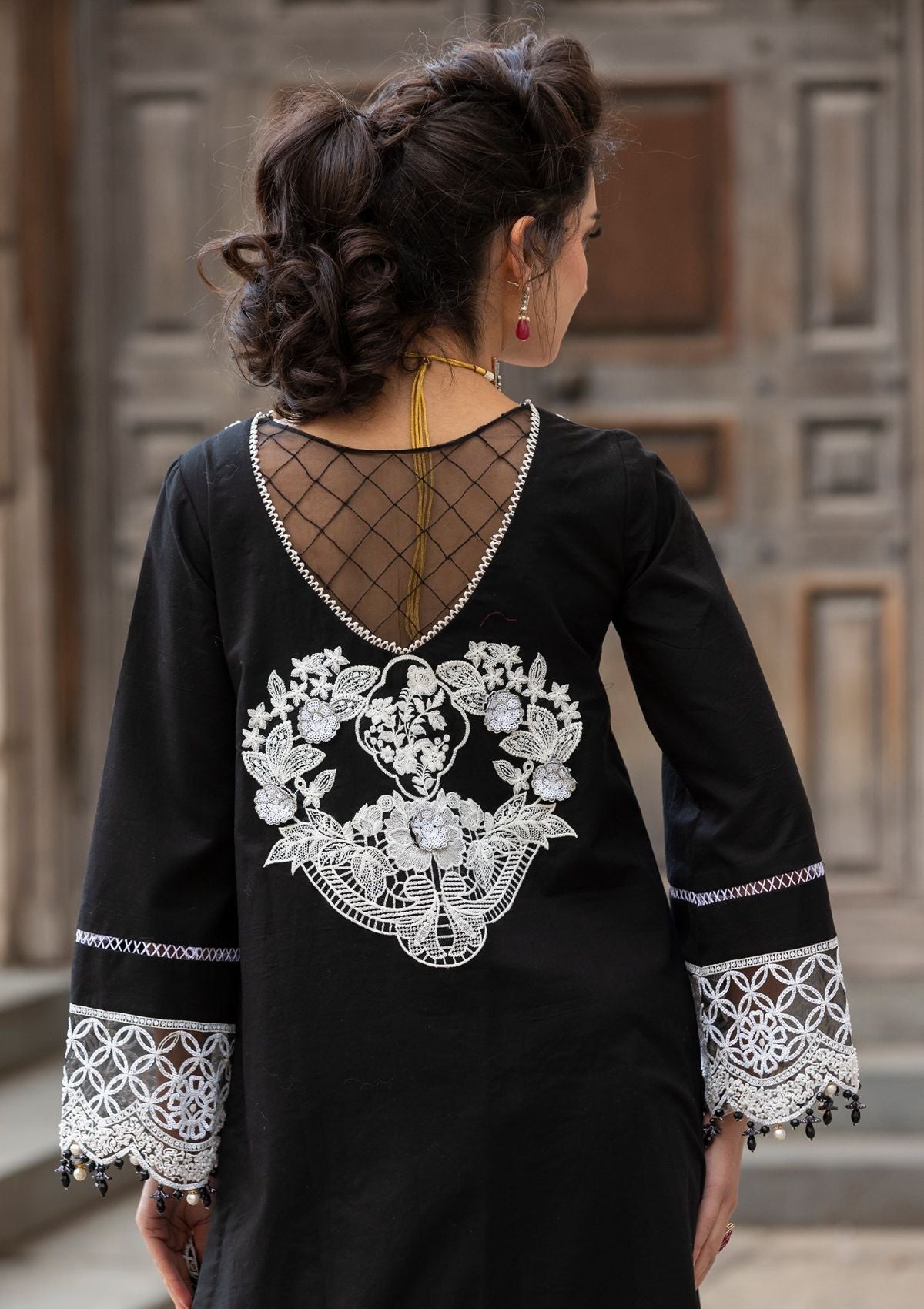 Meem | Luxury Eid Lawn 24 | MD-01 Black - Riwayat-e-Khas