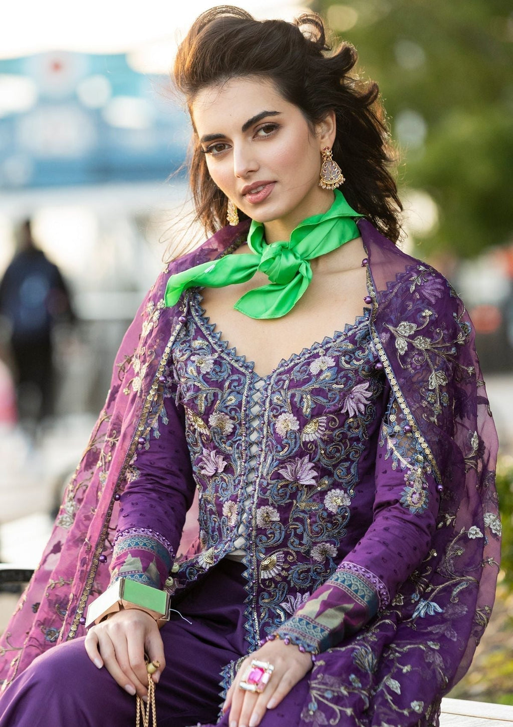 Meem | Luxury Eid Lawn 24 | MD-06 PURPLE - Riwayat-e-Khas