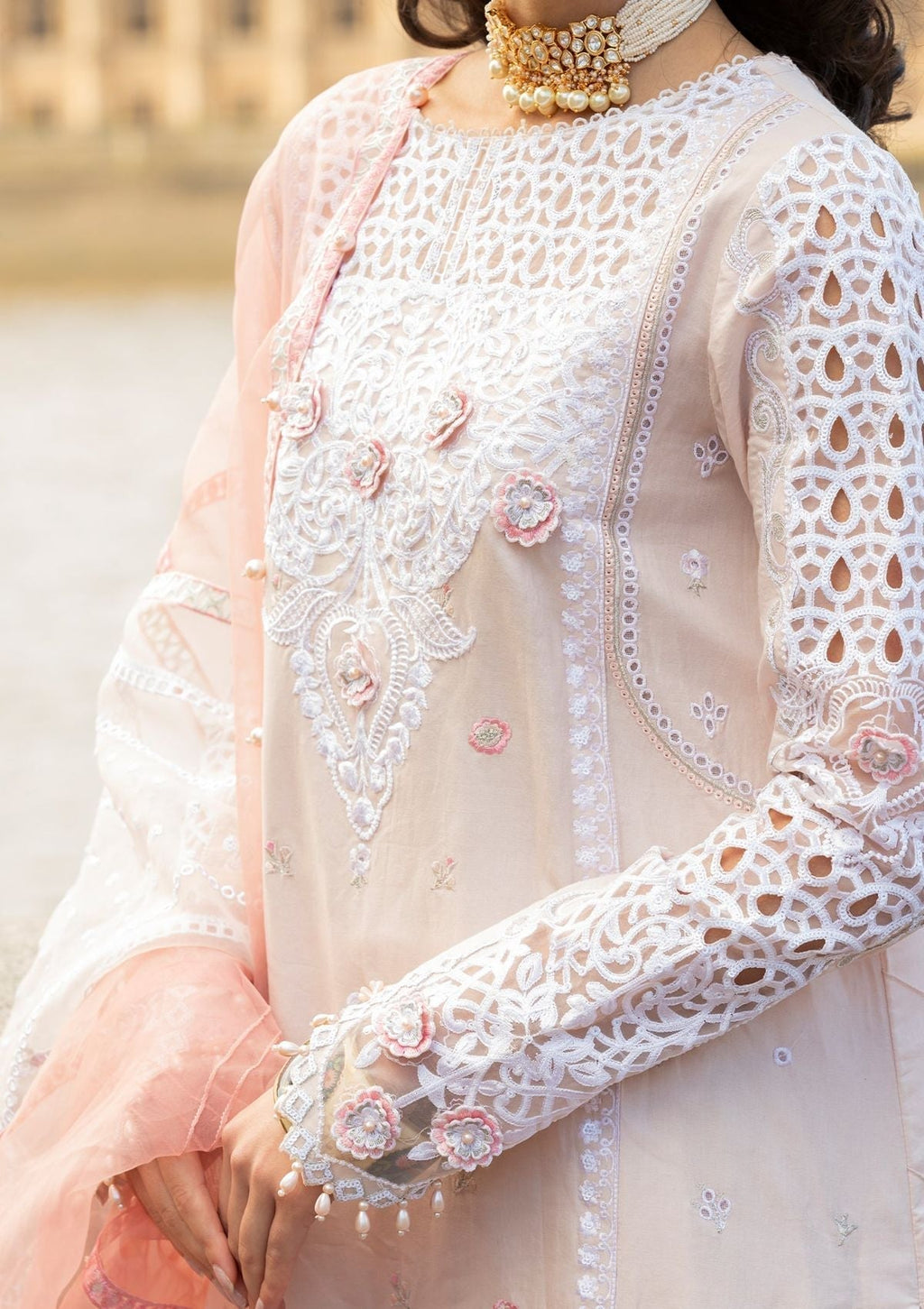 Meem | Luxury Eid Lawn 24 | MD-02 LIGHT PINK - Riwayat-e-Khas