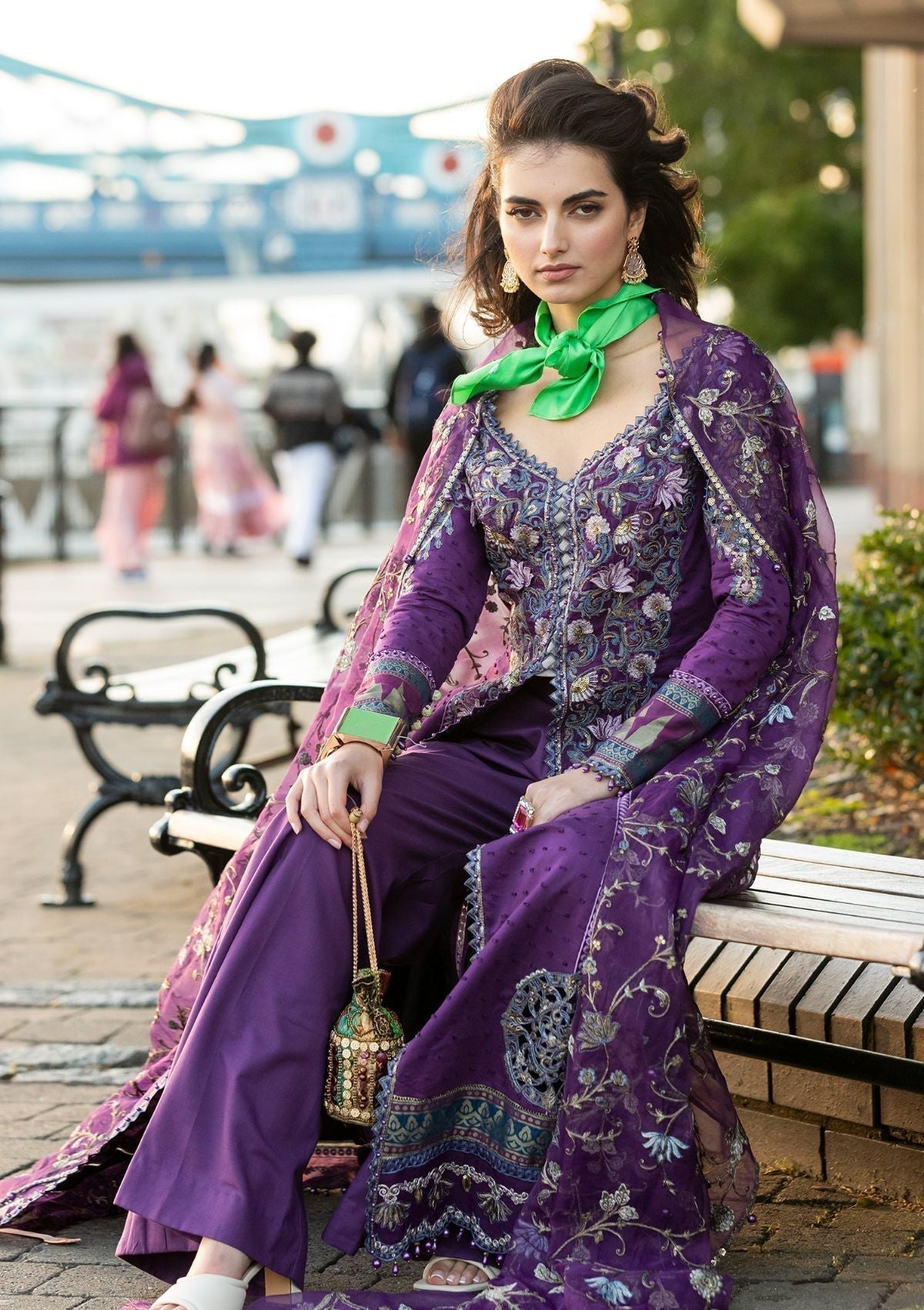 Meem | Luxury Eid Lawn 24 | MD-06 PURPLE - Riwayat-e-Khas
