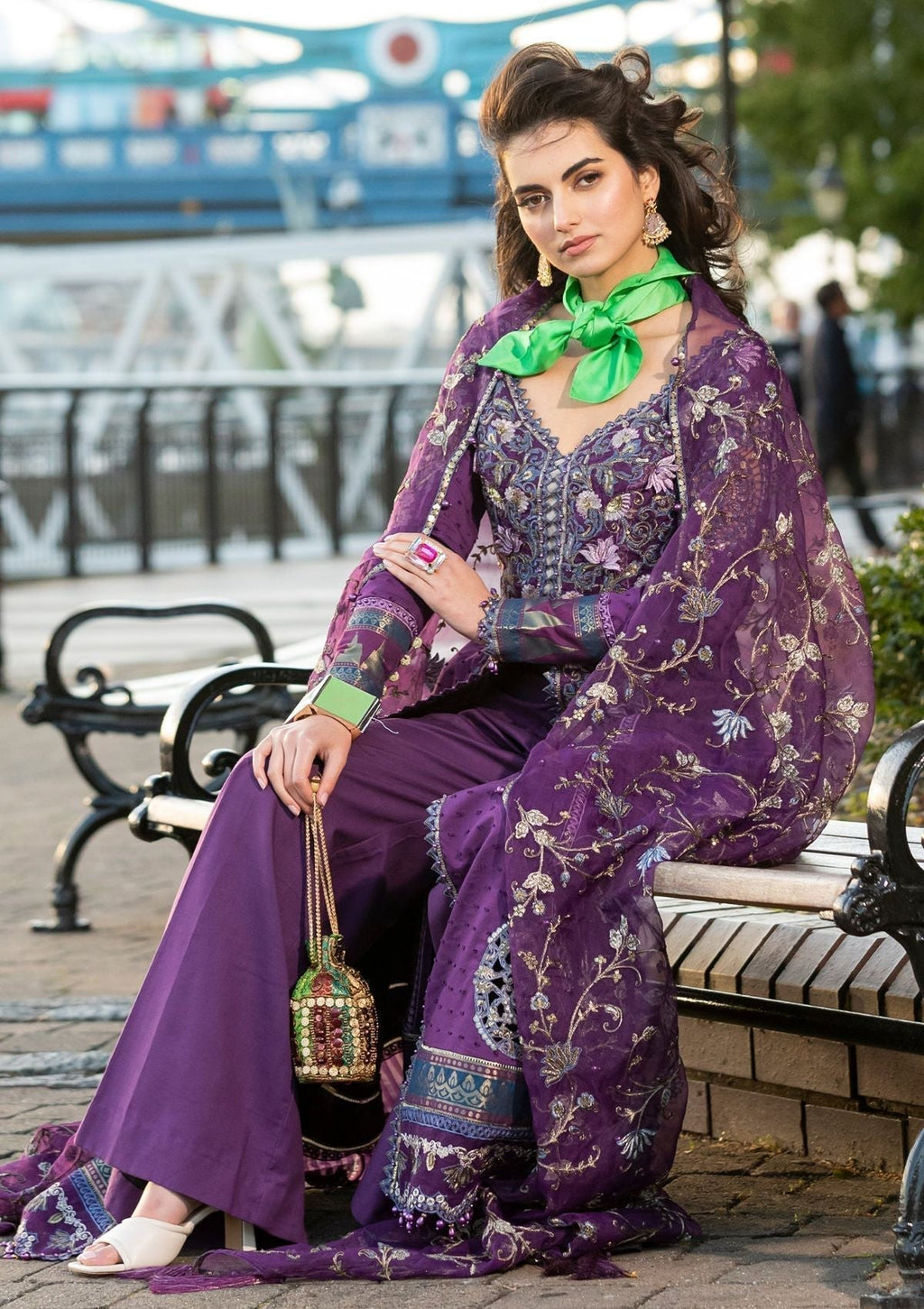 Meem | Luxury Eid Lawn 24 | MD-06 PURPLE - Riwayat-e-Khas