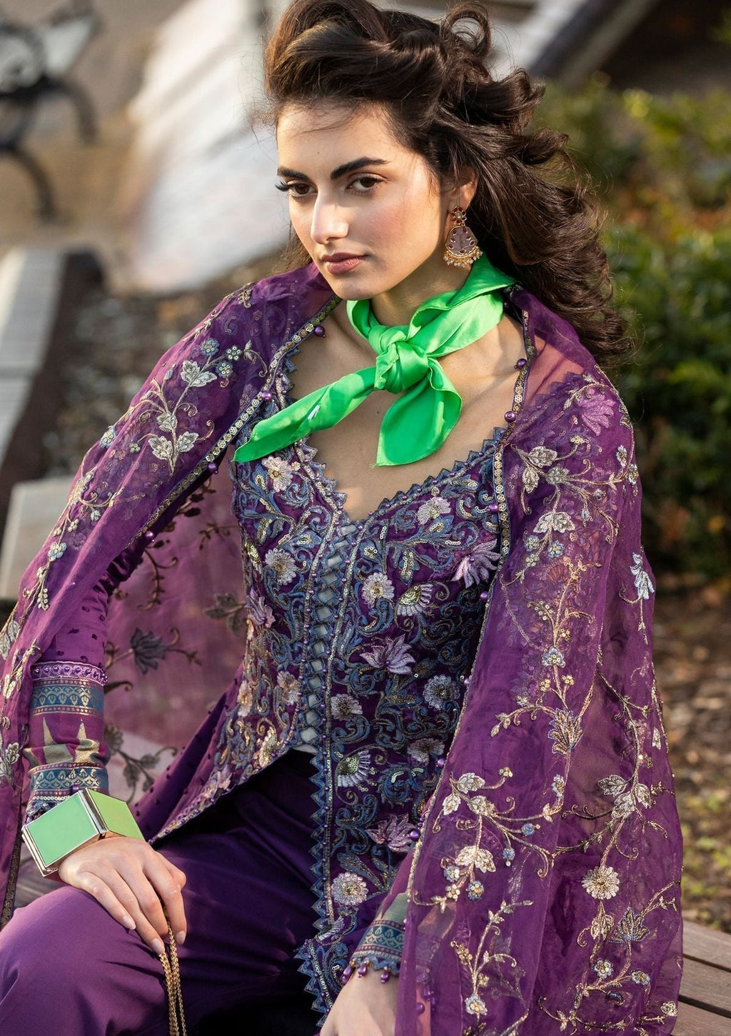 Meem | Luxury Eid Lawn 24 | MD-06 PURPLE - Riwayat-e-Khas