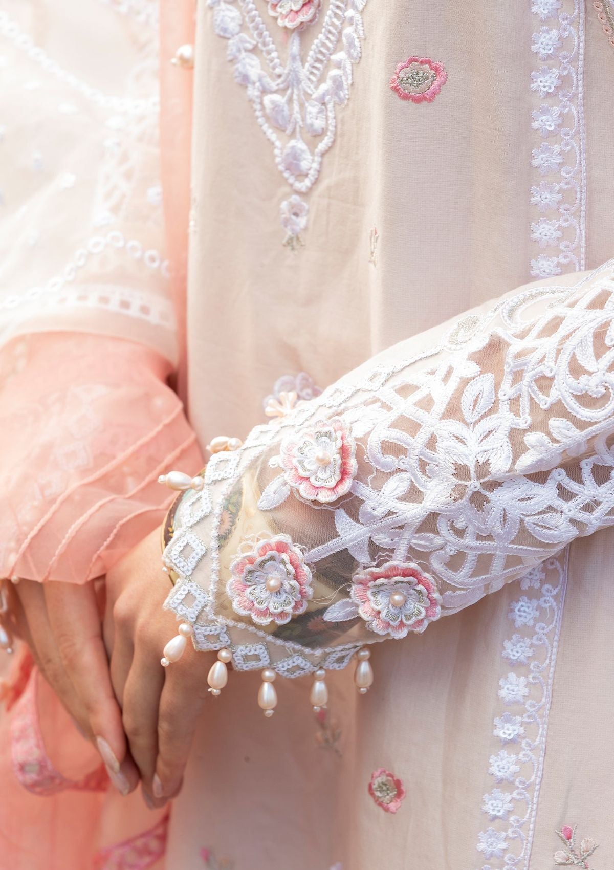 Meem | Luxury Eid Lawn 24 | MD-02 LIGHT PINK - Riwayat-e-Khas