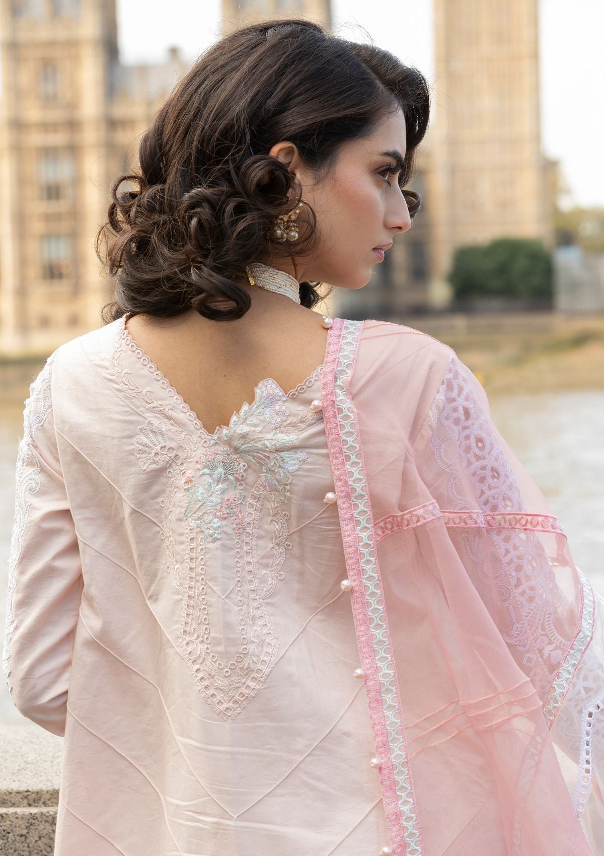 Meem | Luxury Eid Lawn 24 | MD-02 LIGHT PINK - Riwayat-e-Khas