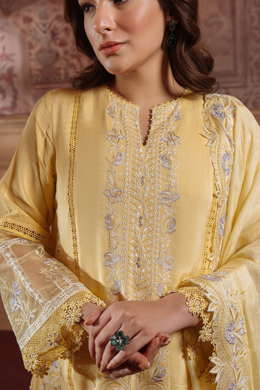 Sahar | Festive Edit Ready to Wear | Pale Primrose - RTW