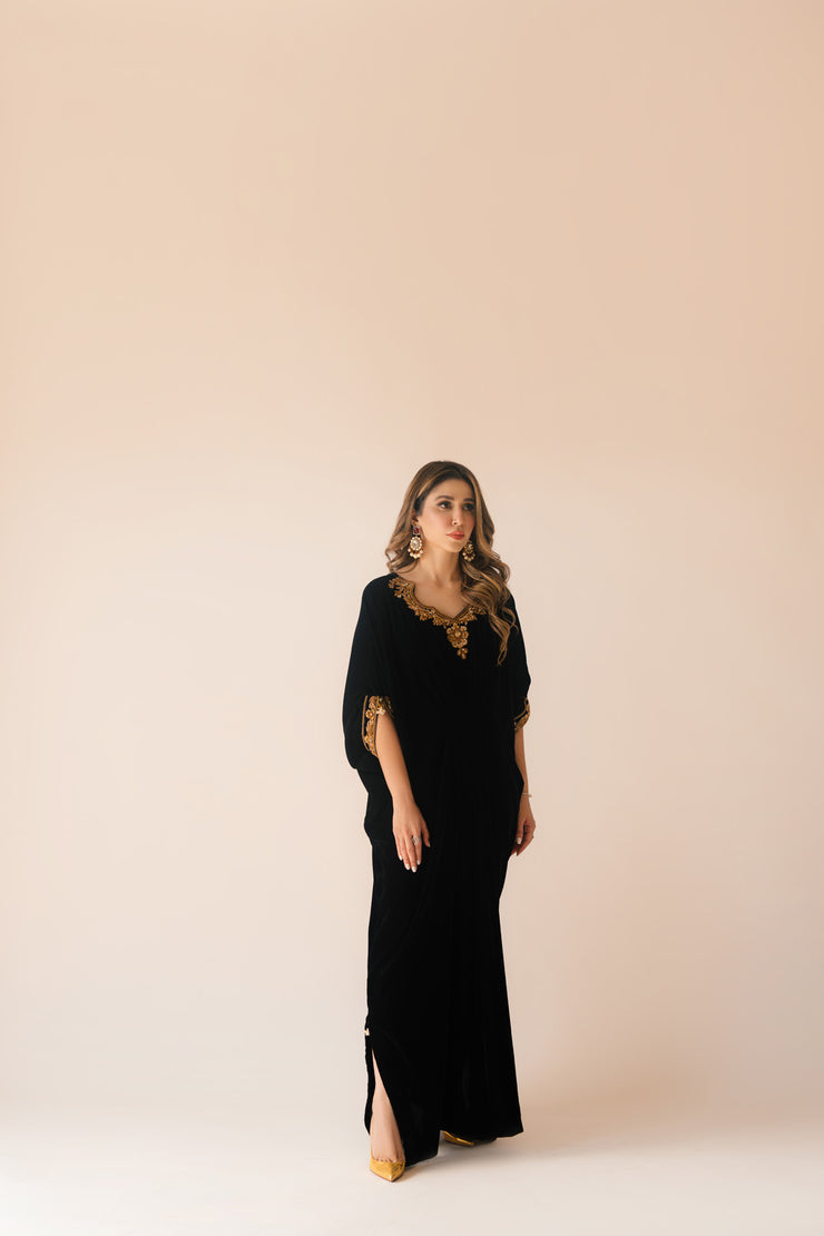 Sammy K | Velvet Festive Edit | Black Velvet Caftan - Riwayat-e-Khas