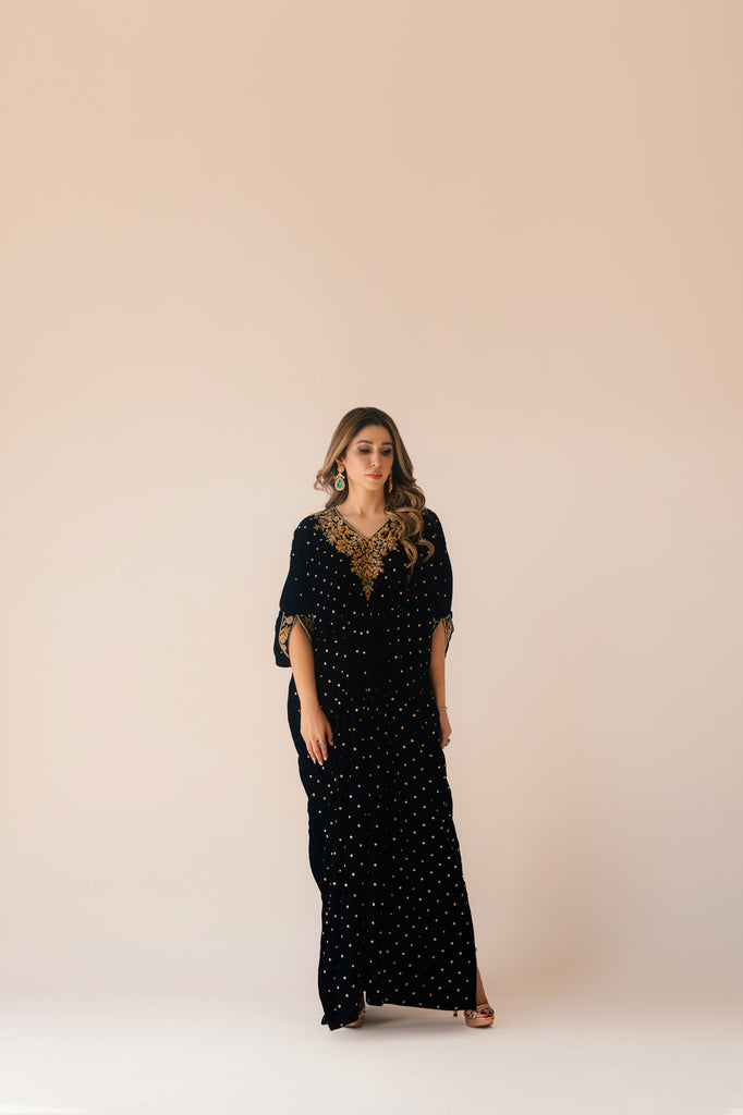 Sammy K | Velvet Festive Edit | Navy Blue Caftan - Riwayat-e-Khas