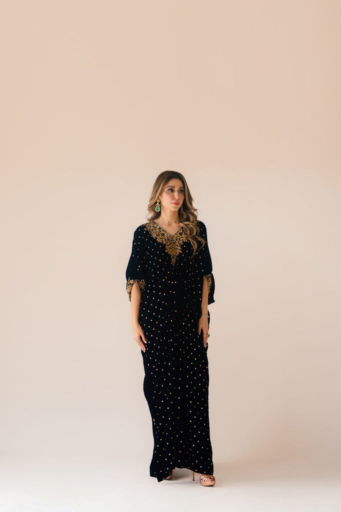 Sammy K | Velvet Festive Edit | Navy Blue Caftan - Riwayat-e-Khas
