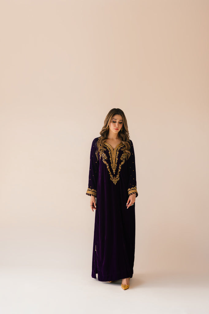 Sammy K | Velvet Festive Edit | Purple Velvet Maxi Outfit - Riwayat-e-Khas