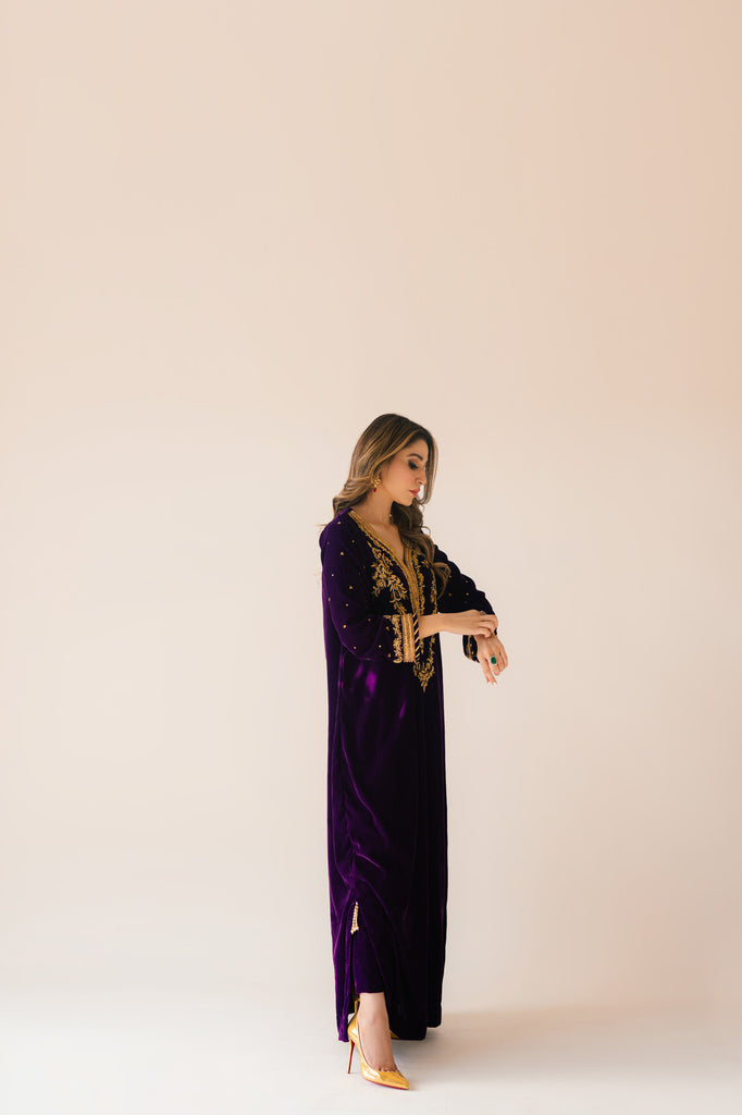 Sammy K | Velvet Festive Edit | Purple Velvet Maxi Outfit - Riwayat-e-Khas