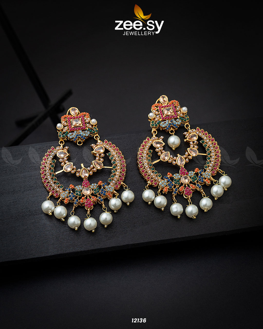 Naurattan Chandbali Earrings - Libasekhas