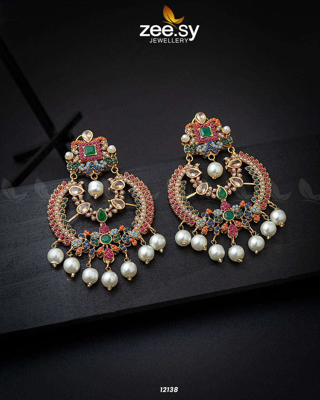Naurattan Chandbali Earrings - Libasekhas